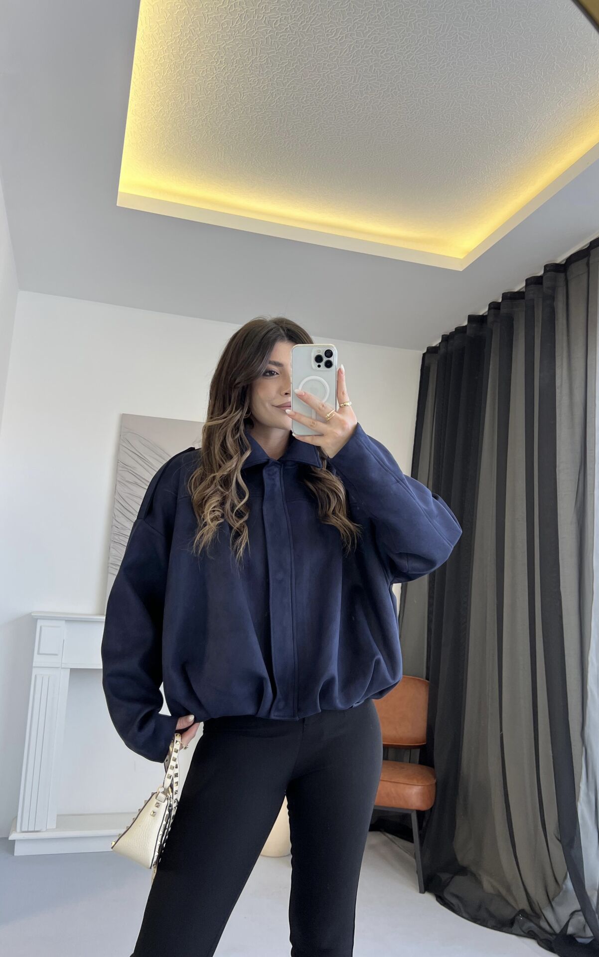 Nubuk Lacivert Bomber Ceket