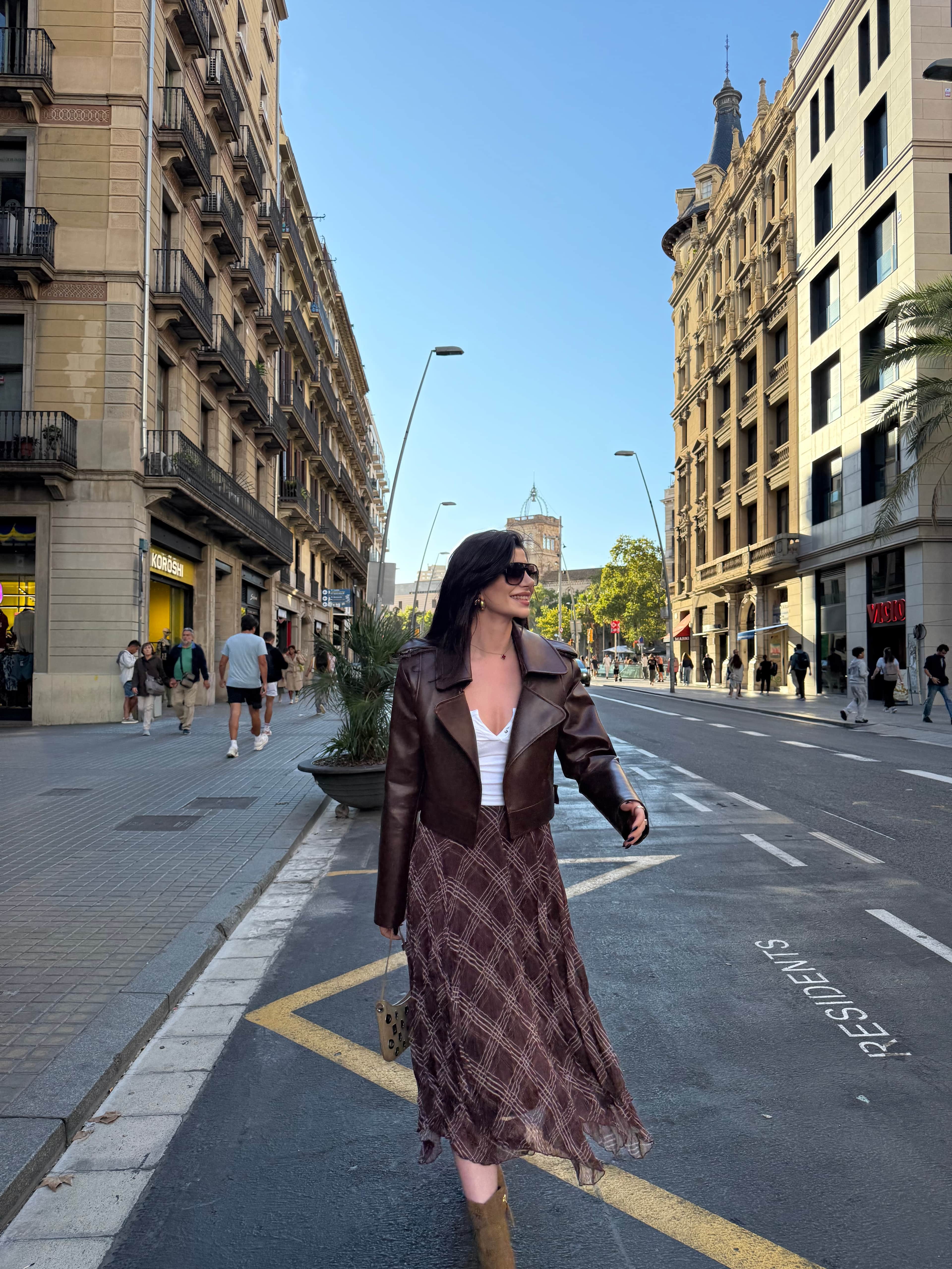 Ekoseli Western Şifon Etek