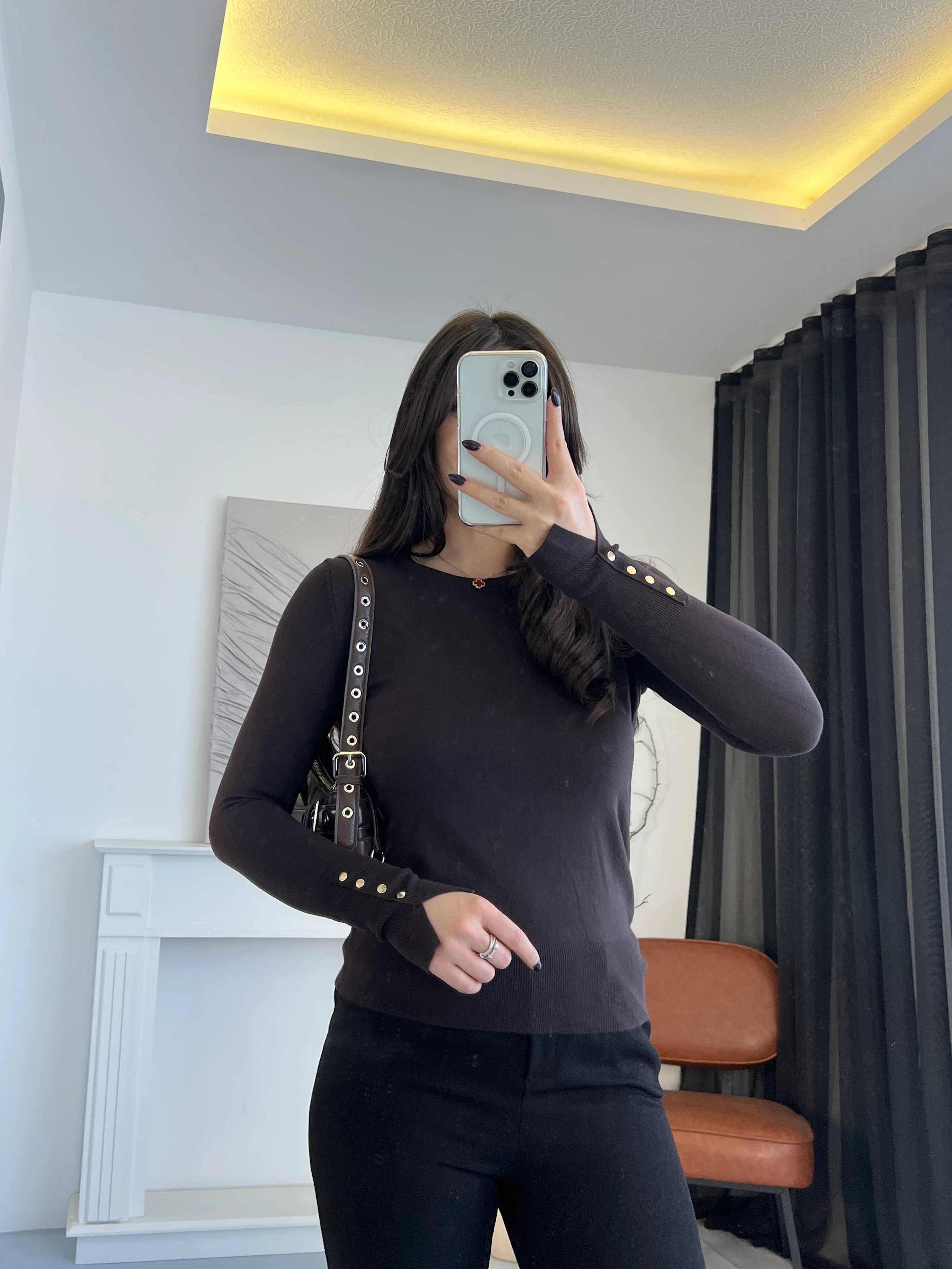 Bisiklet Yaka Droplu Triko Bluz