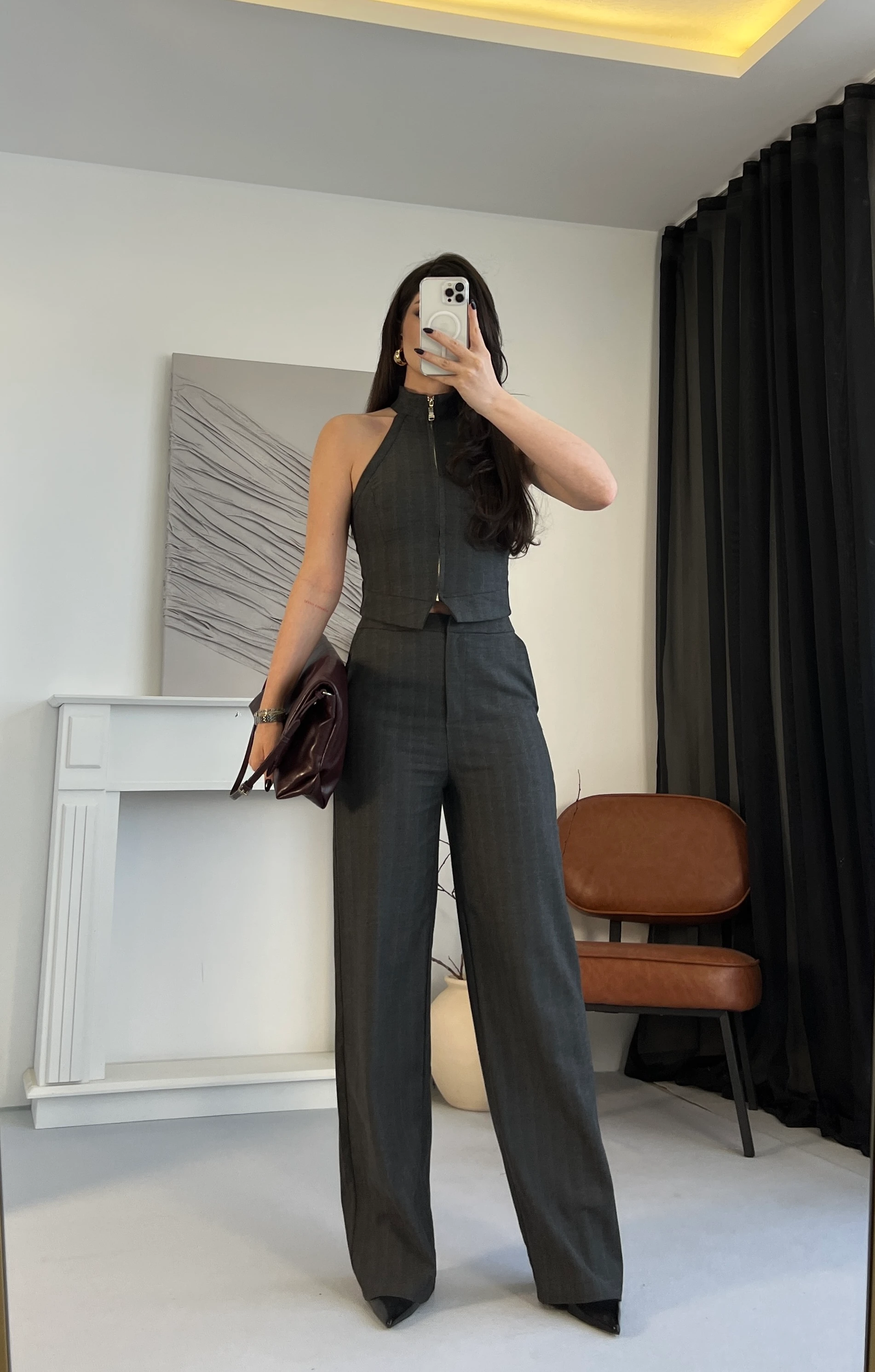 Halter Yaka Fermuarlı Takım