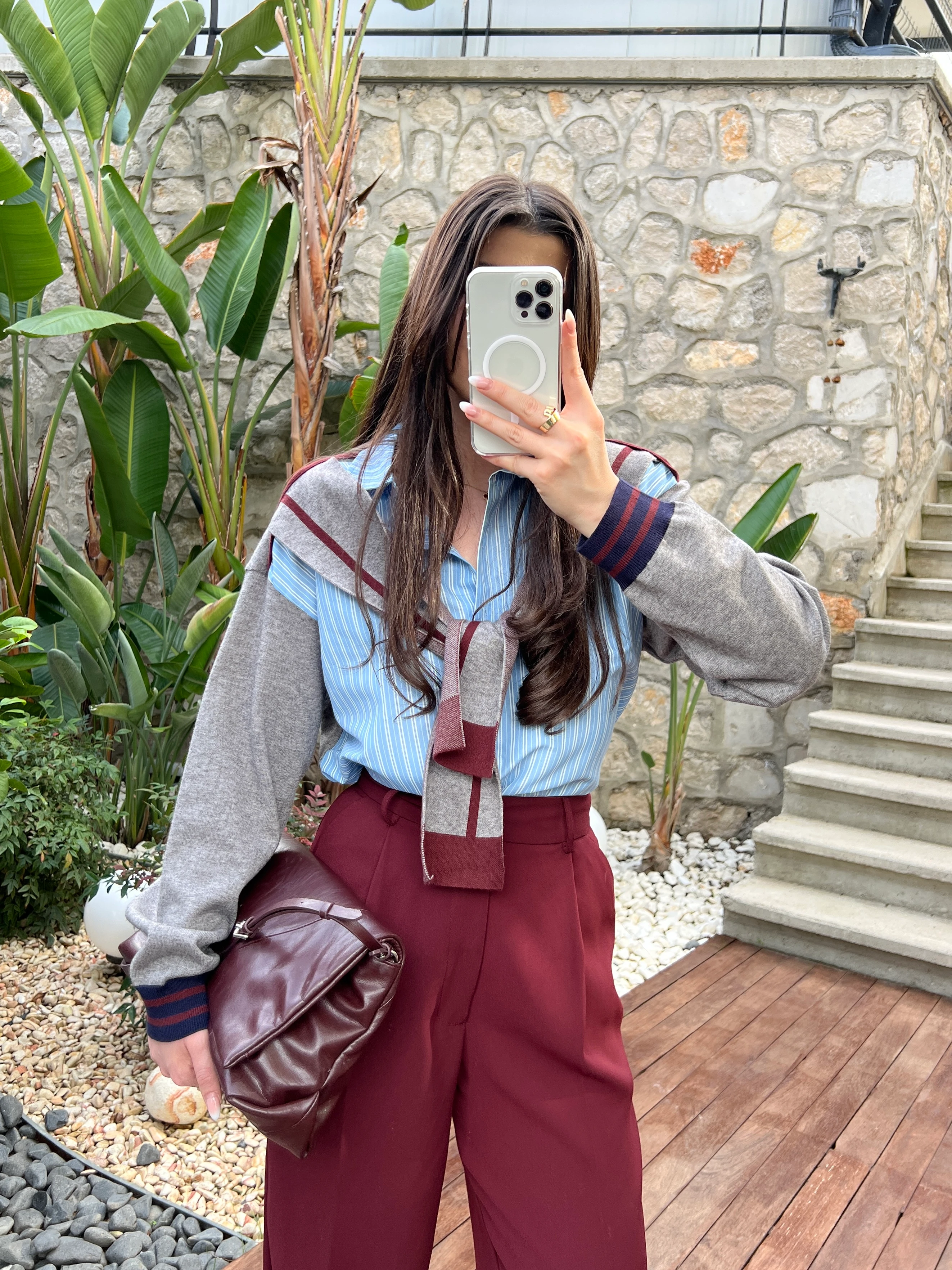 Omuz Bağlama Detaylı Gömlek - mavi