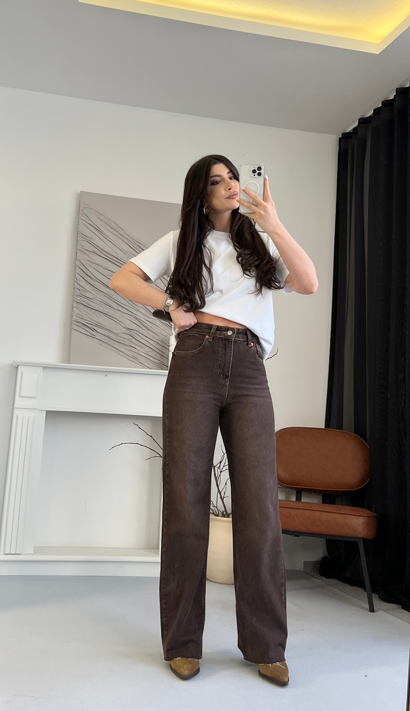 Yüksek Bel Bol Kesim Pantolon