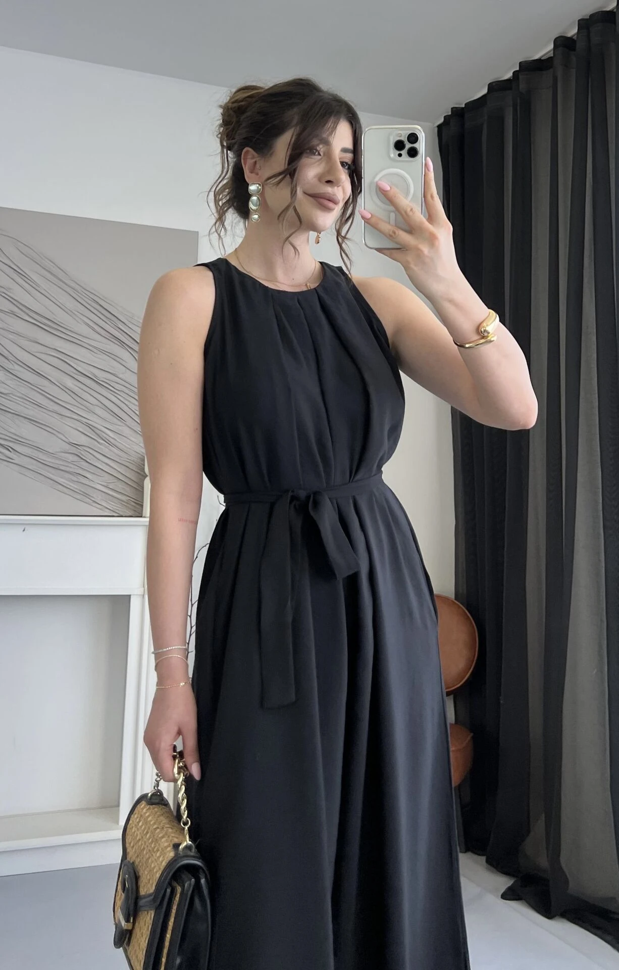 Orijinal Marka Bol Tensel Siyah Tulum