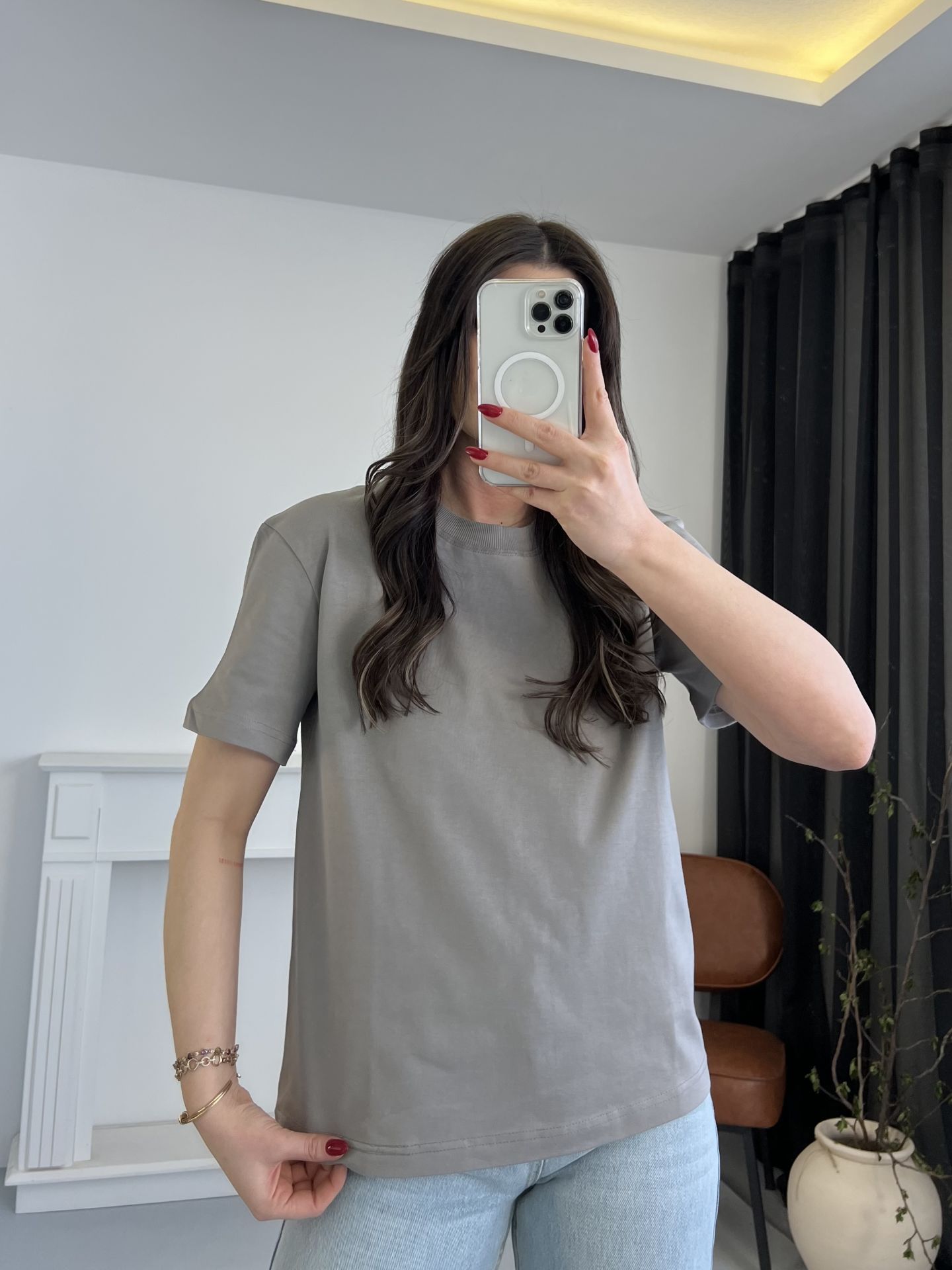 Tok Dokulu Gri Tshirt