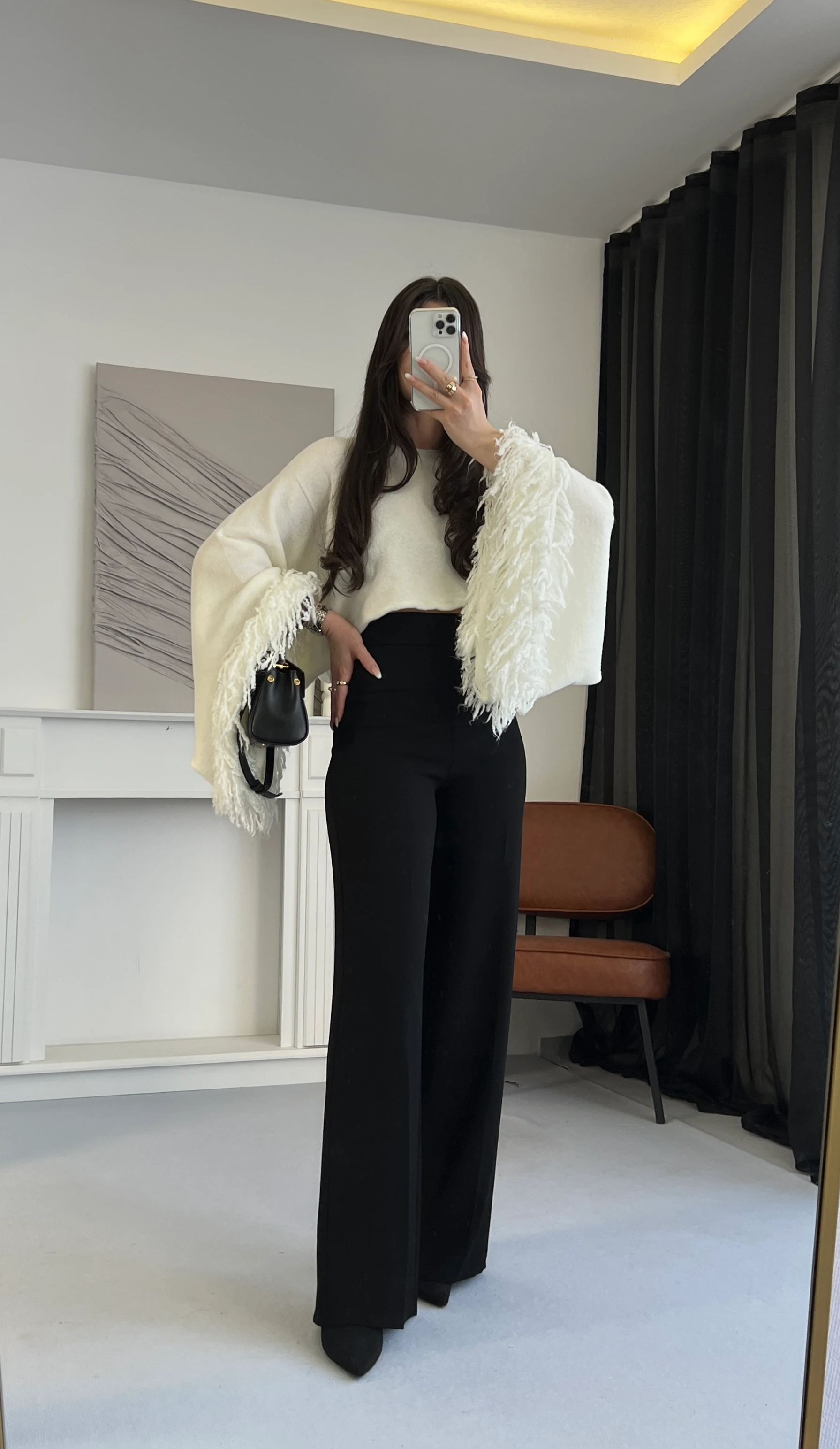 Yüksek Bel Düz Kesim Palazzo Pantolon - Siyah