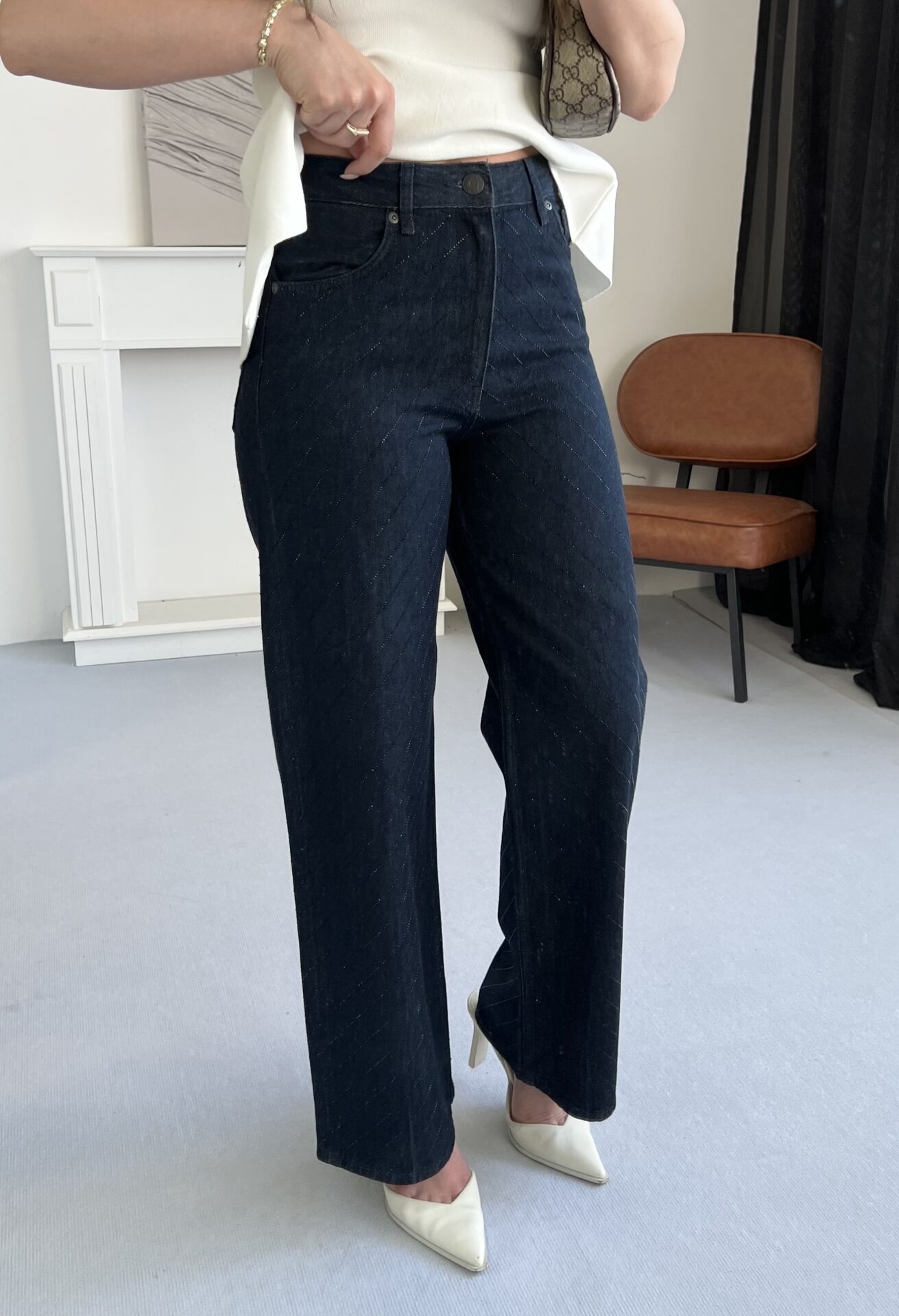 Zr Komple Taşlı Geniş Paça Jean