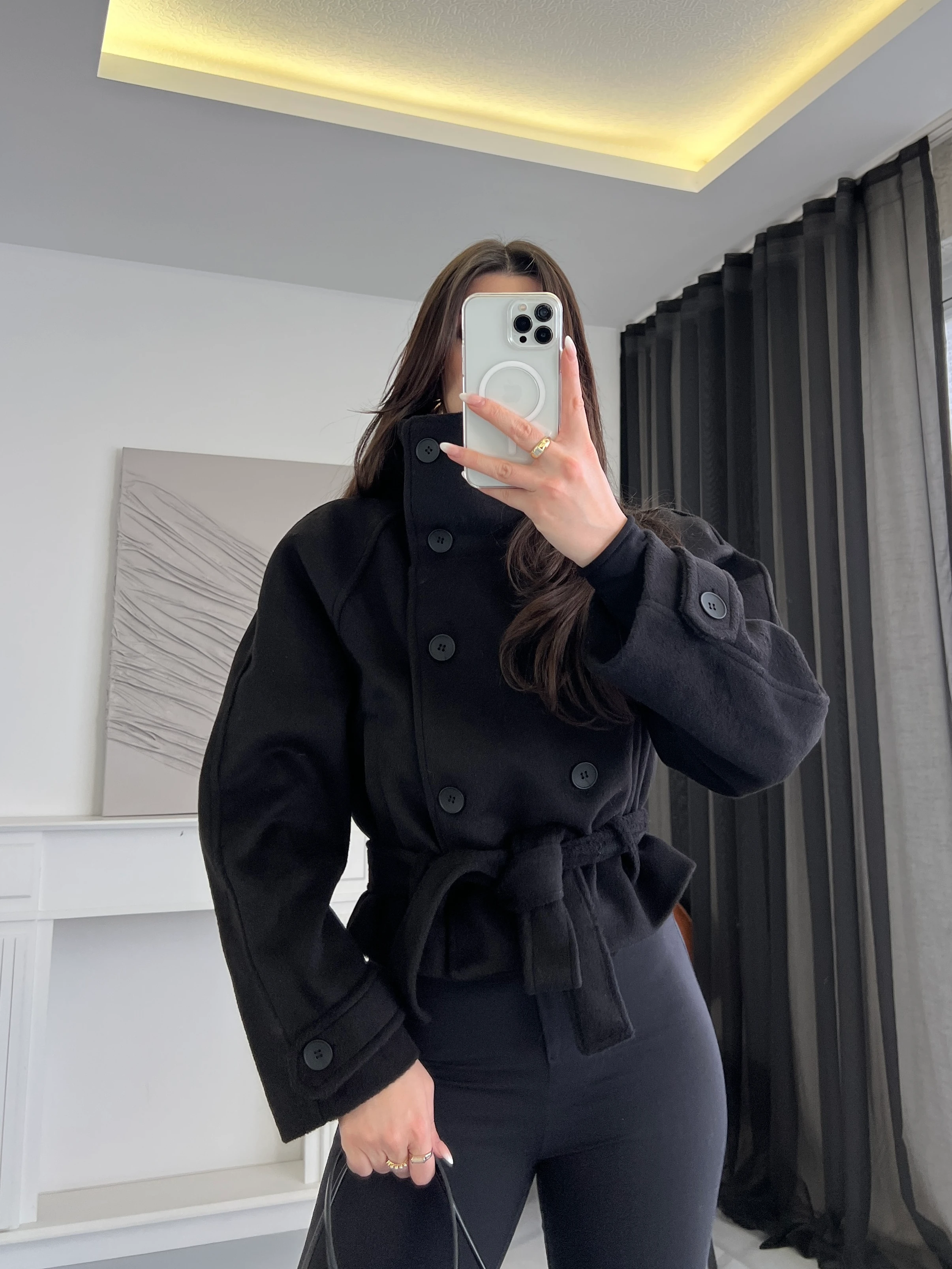 Kemerli Kısa Kaşe Kaban