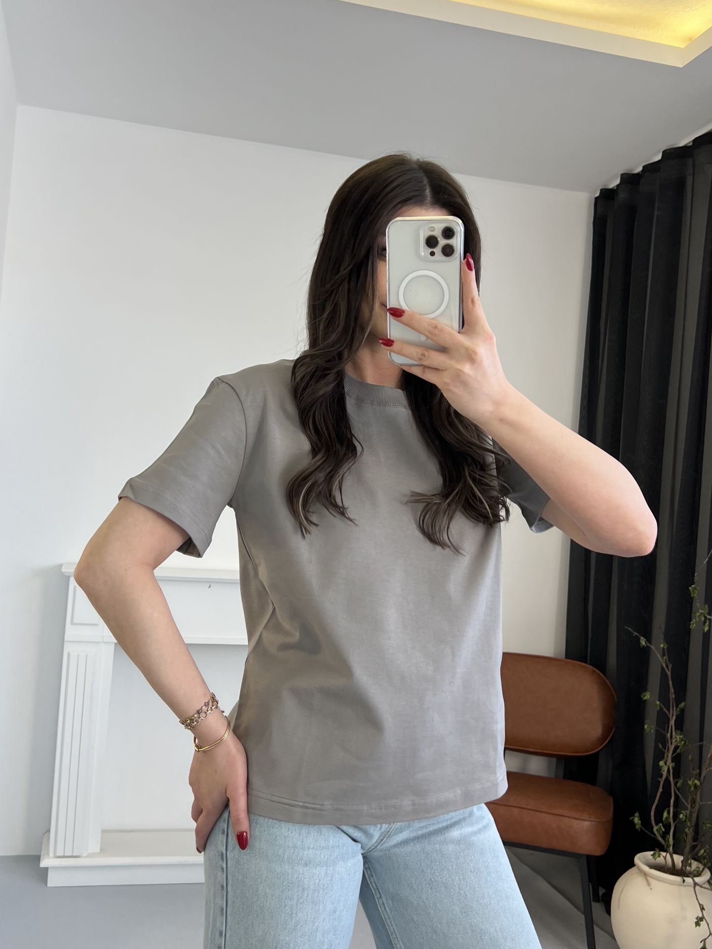 Tok Dokulu Gri Tshirt