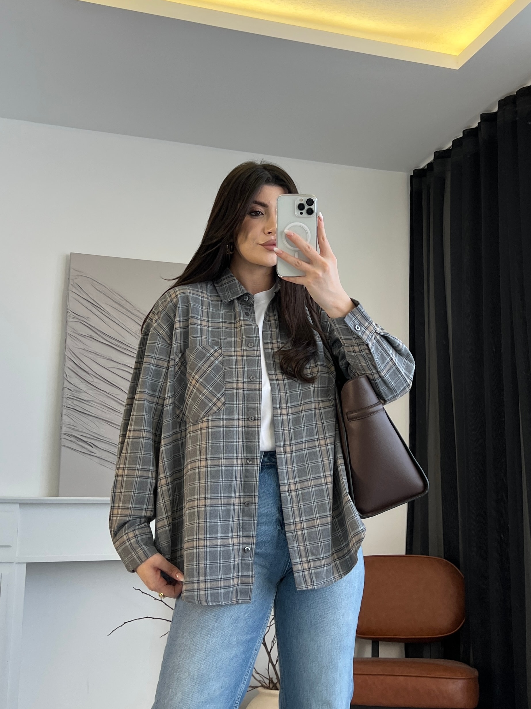 Ekose Desen Oversize Oduncu Gömlek