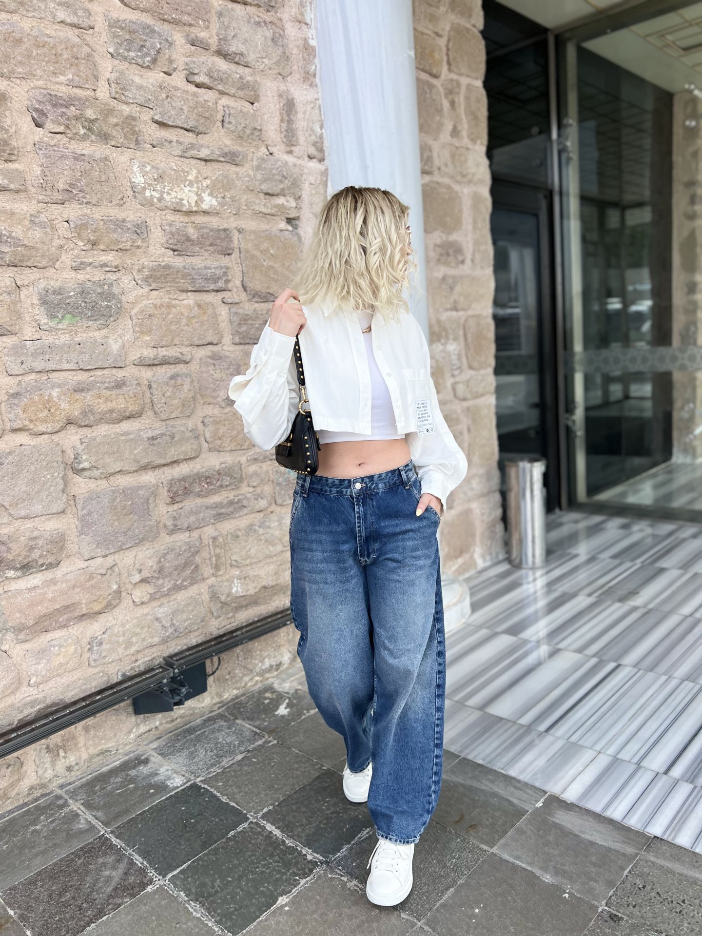 Koyu Lacivert Baggy Jean