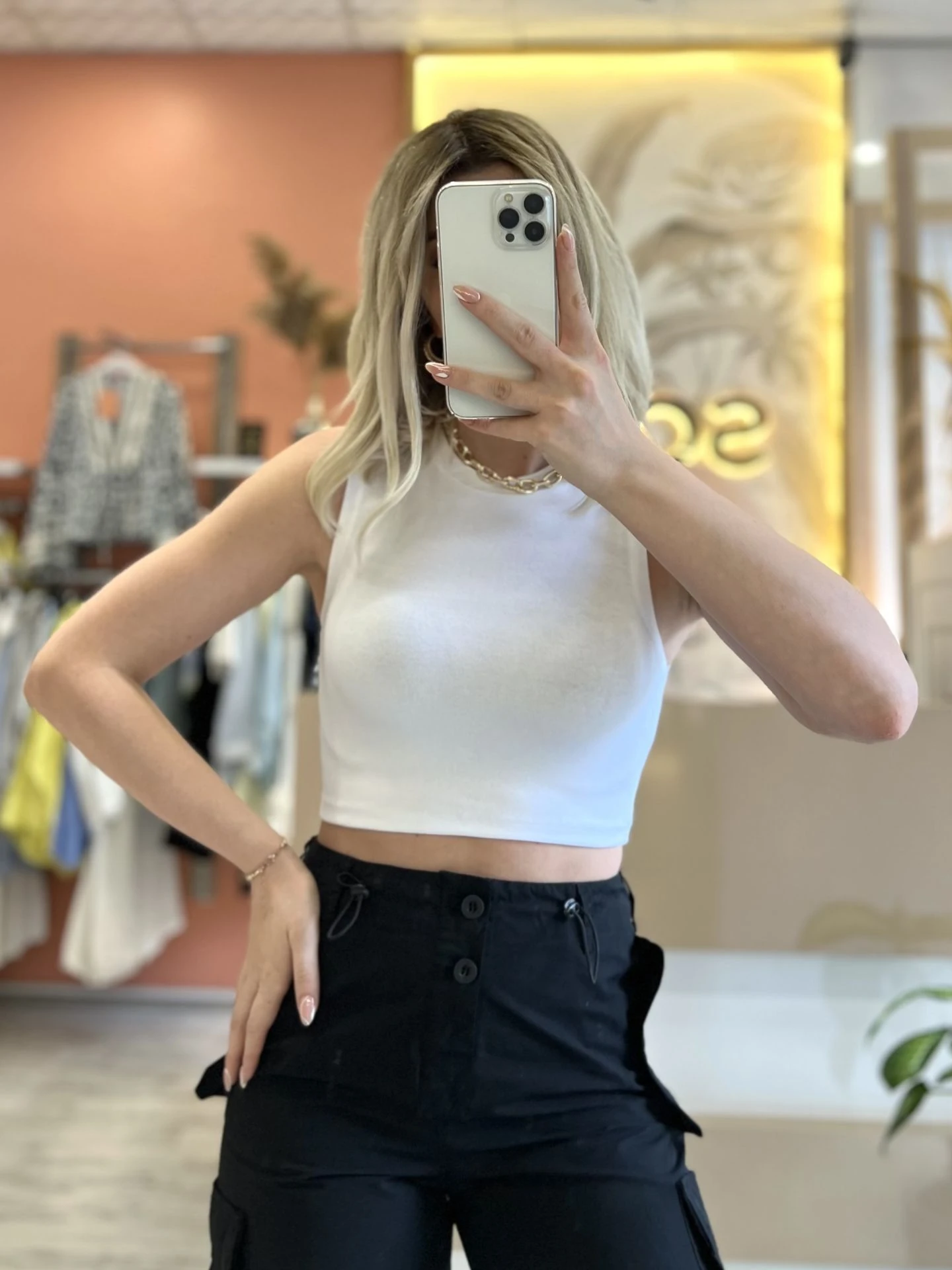 Beyaz Sıfır Kol Crop