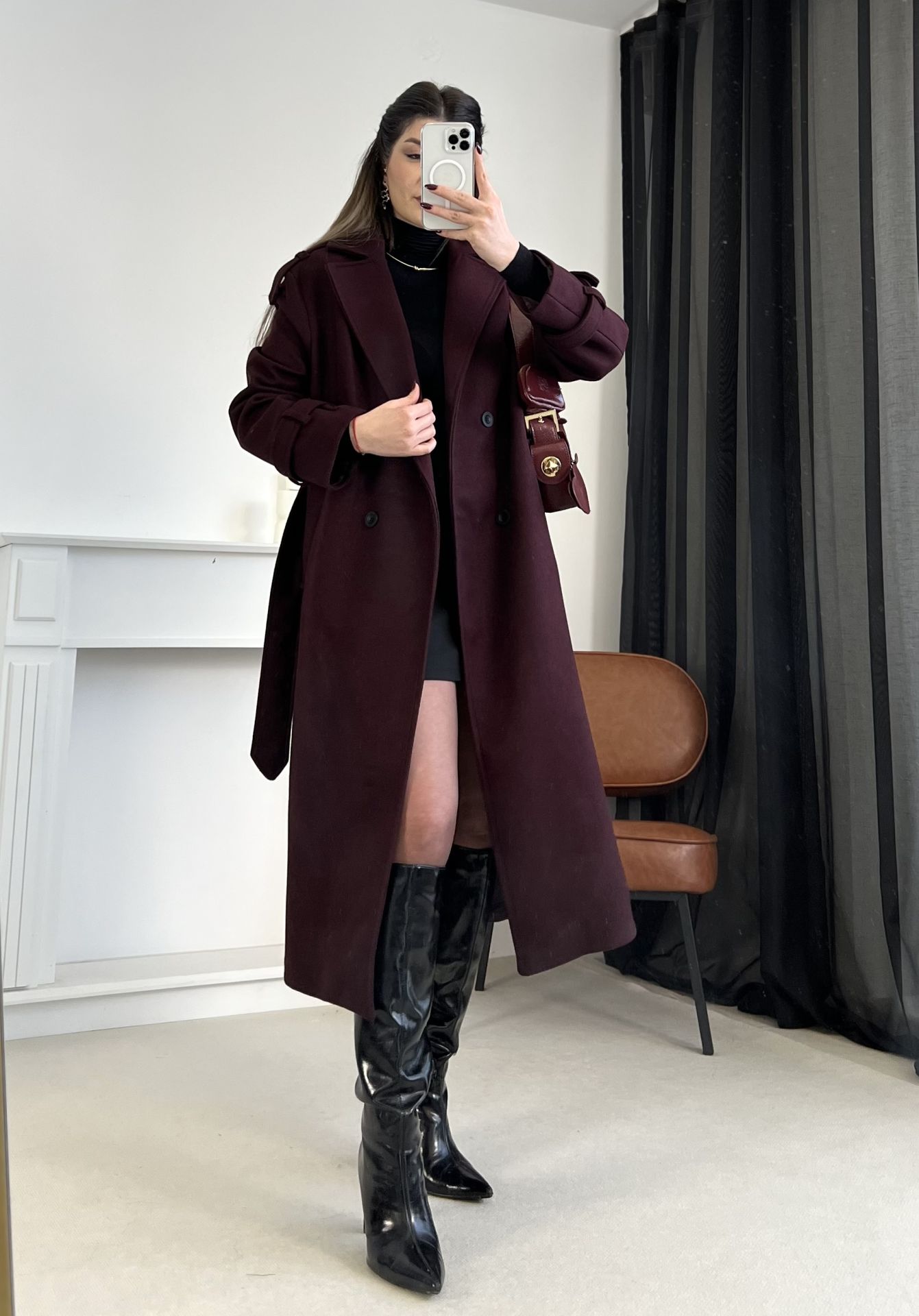 Bordo Premium Kaşe Kaban