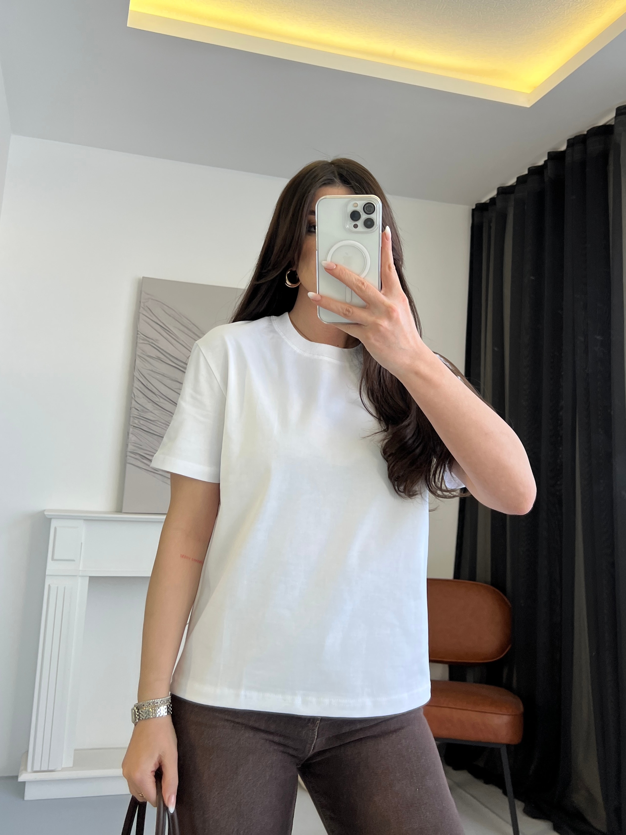 Basic Bisiklet Yaka Tişört - Beyaz