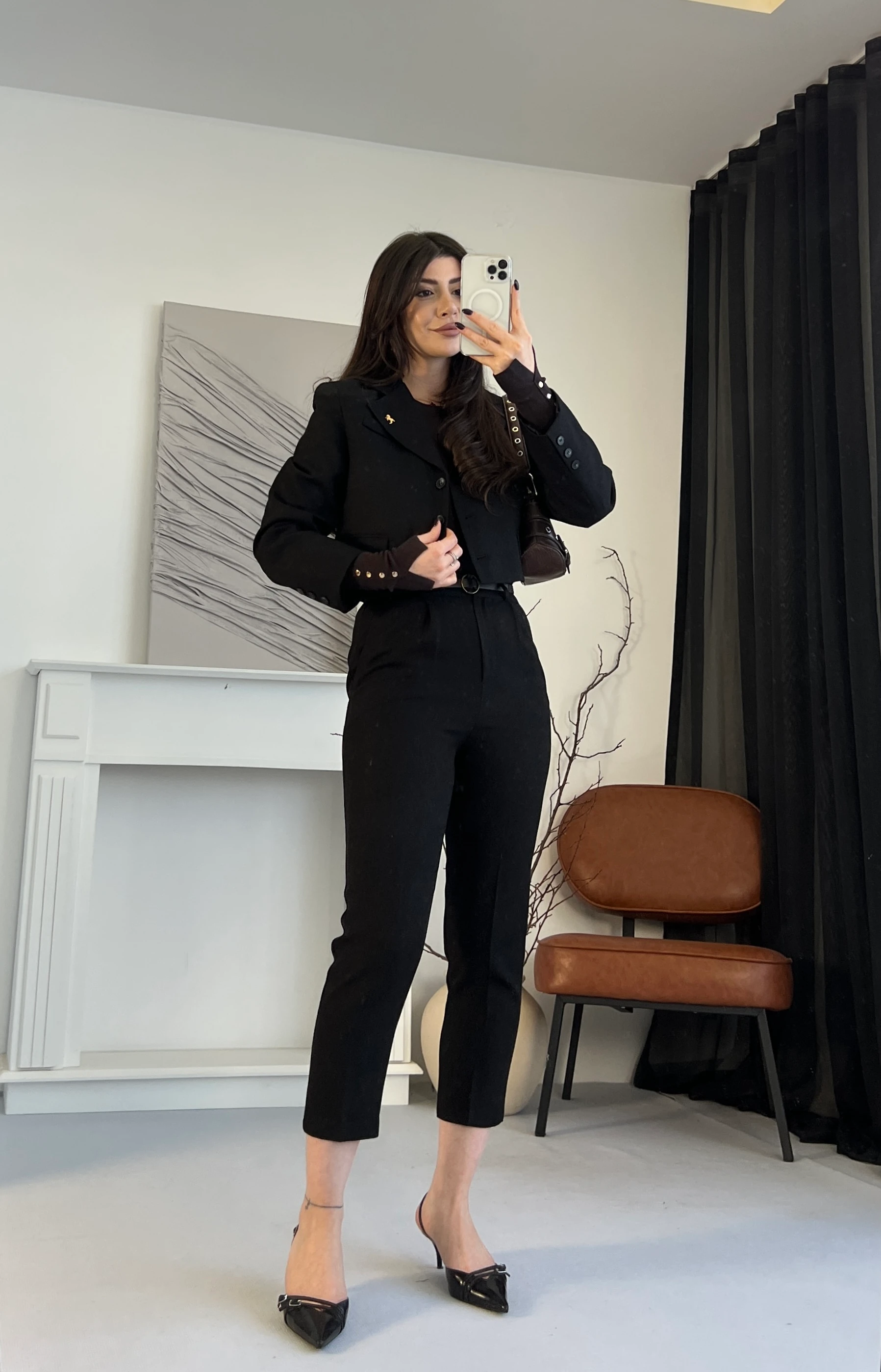 Kemerli Havuç Kalıp Pantolon - Siyah