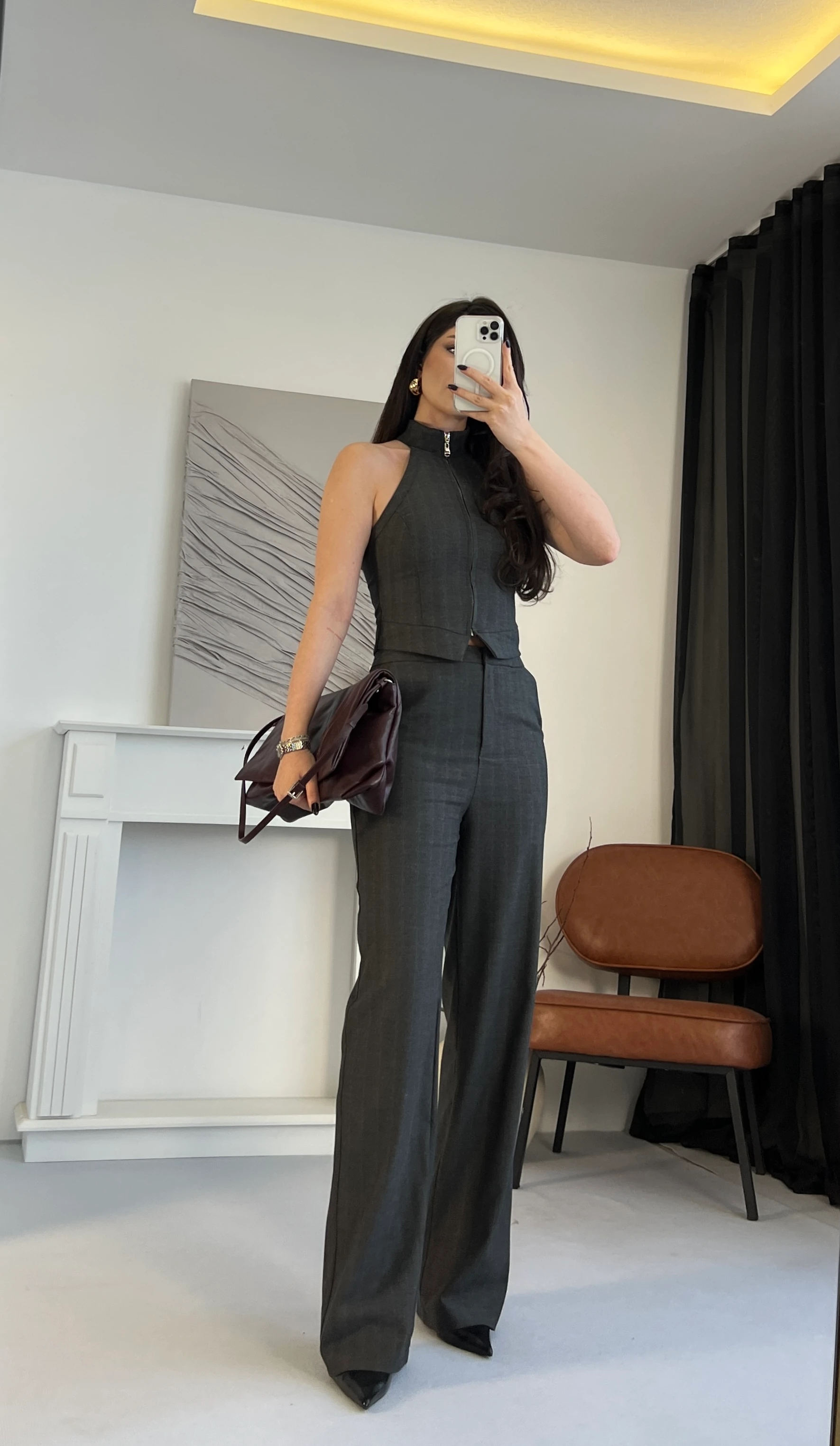 Halter Yaka Fermuarlı Takım