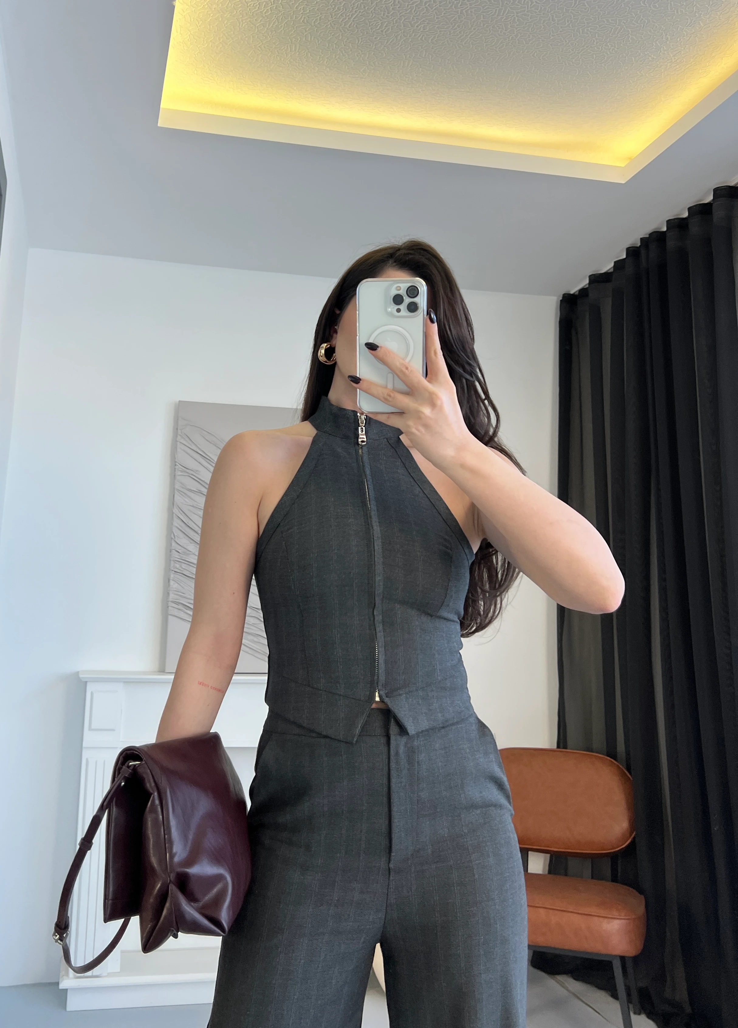 Halter Yaka Fermuarlı Takım