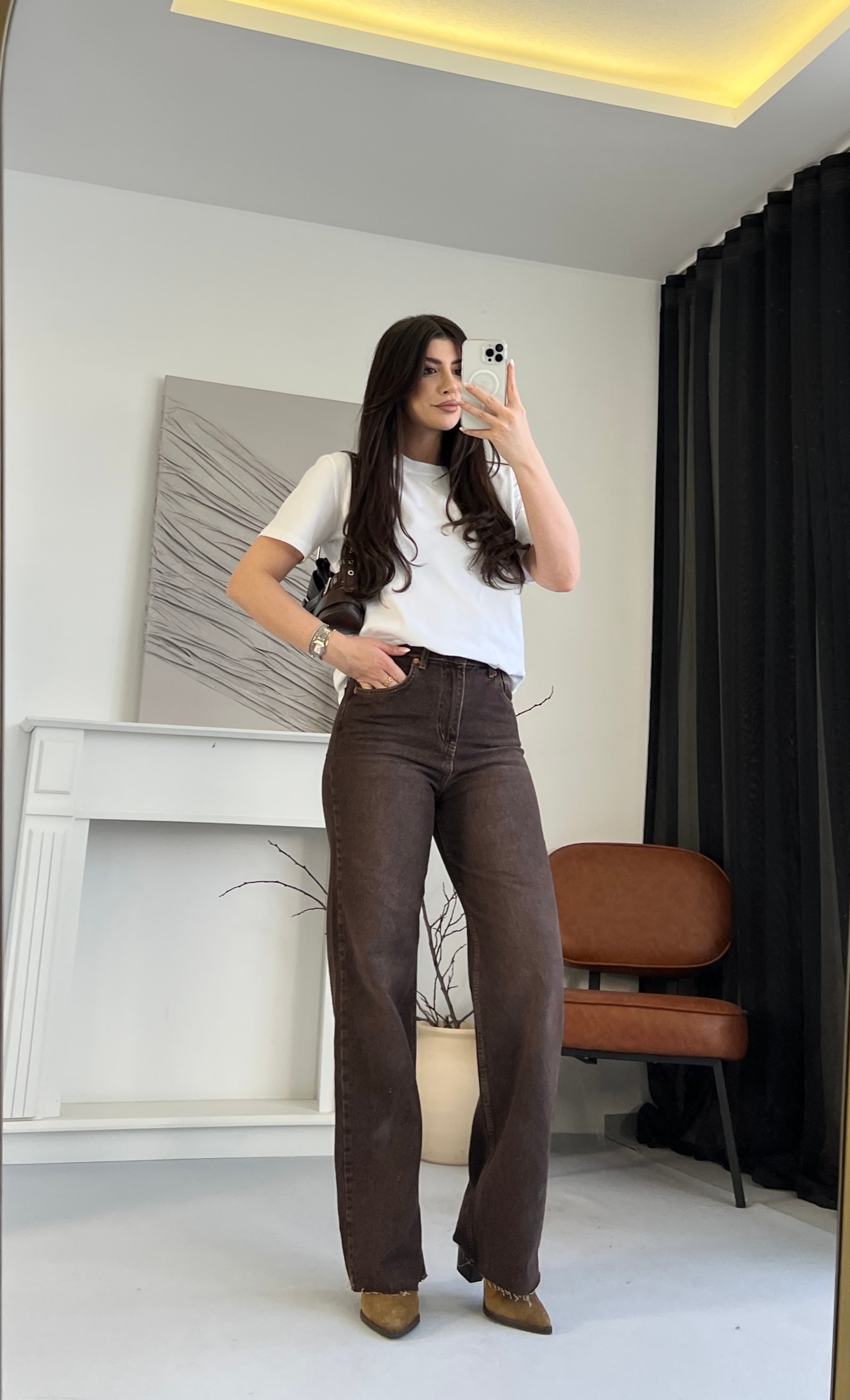 Yüksek Bel Bol Kesim Pantolon