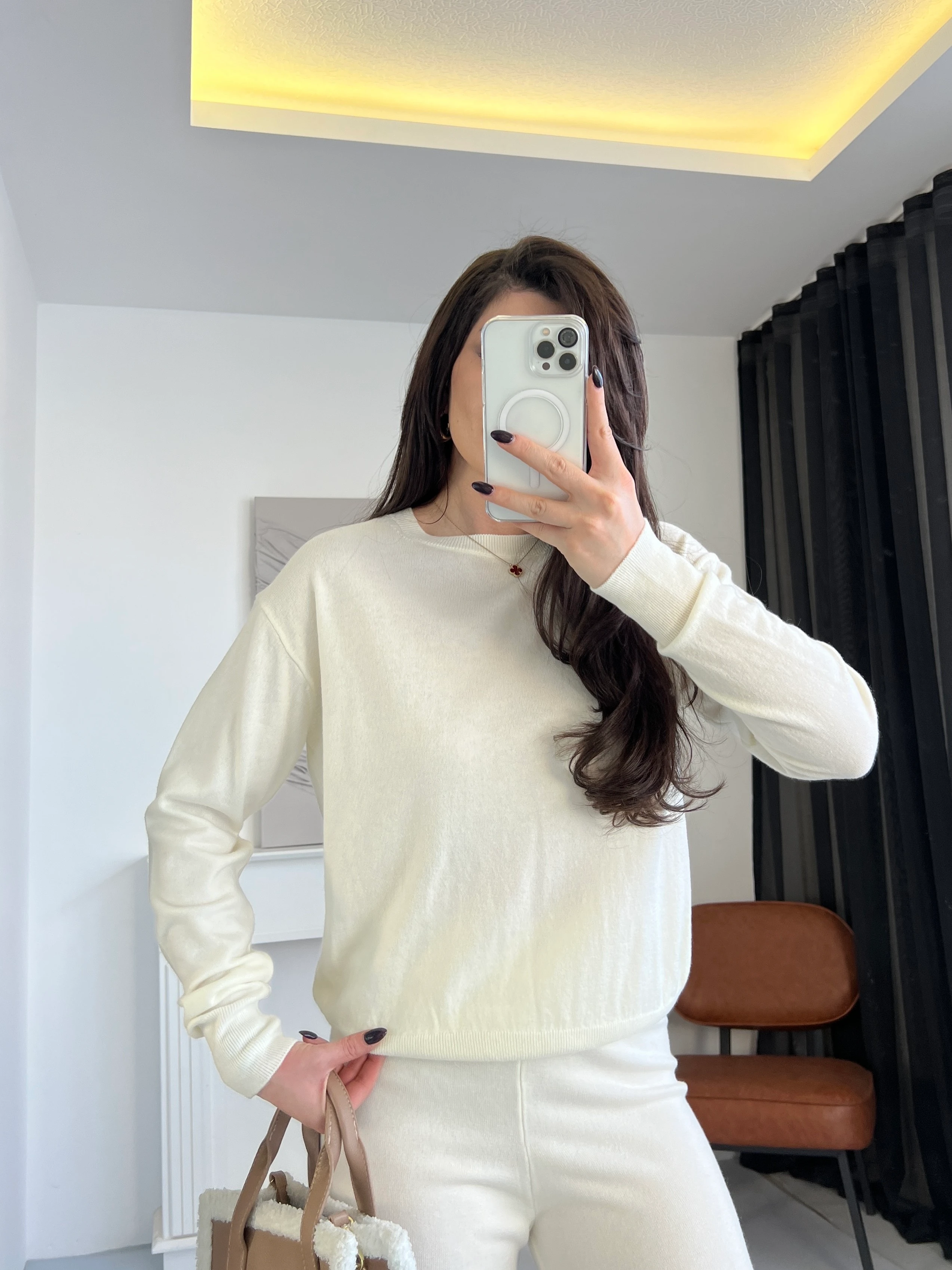 Bisiklet Yaka Basic Triko Bluz