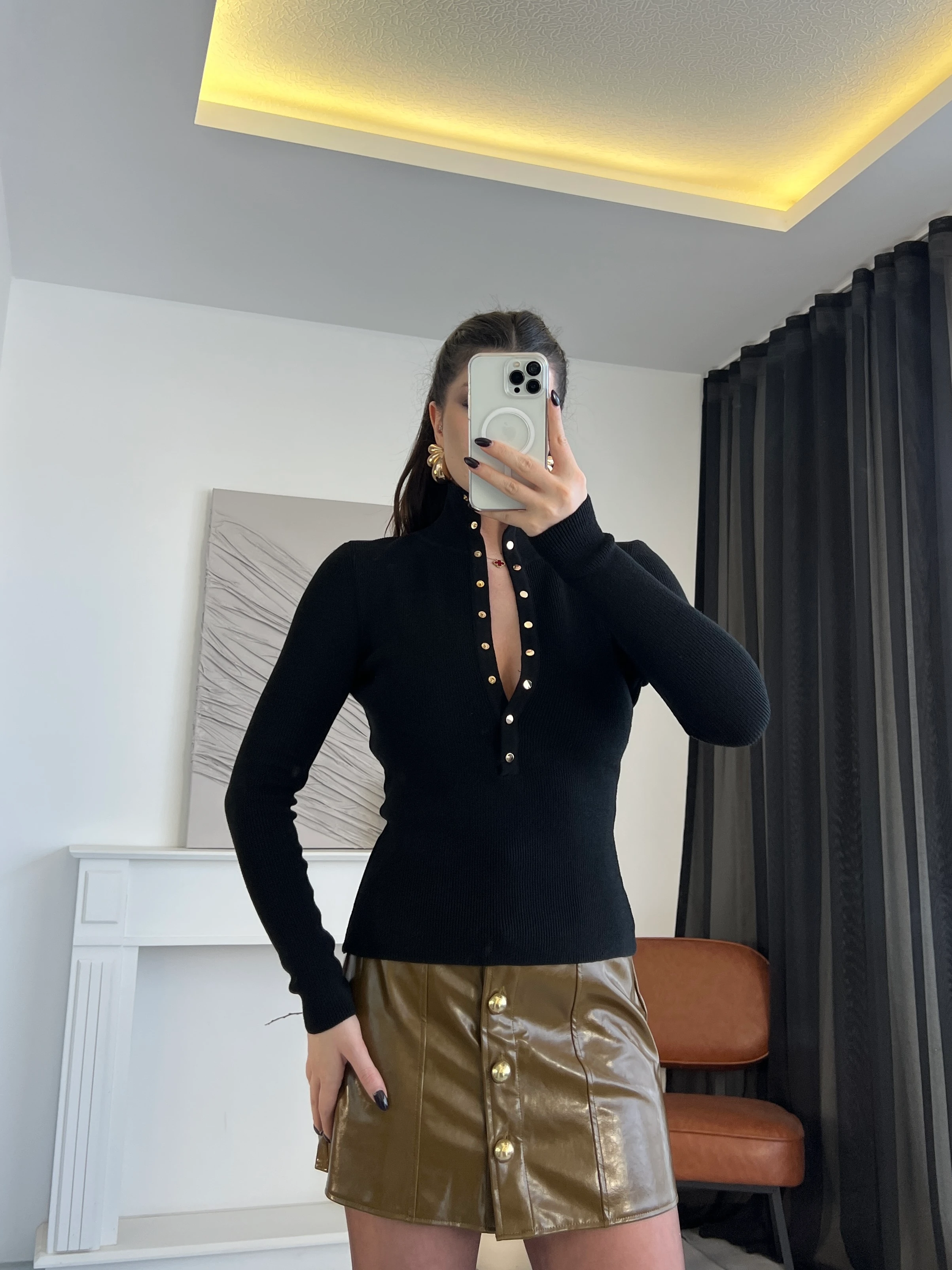 Drop Detaylı Triko Bluz