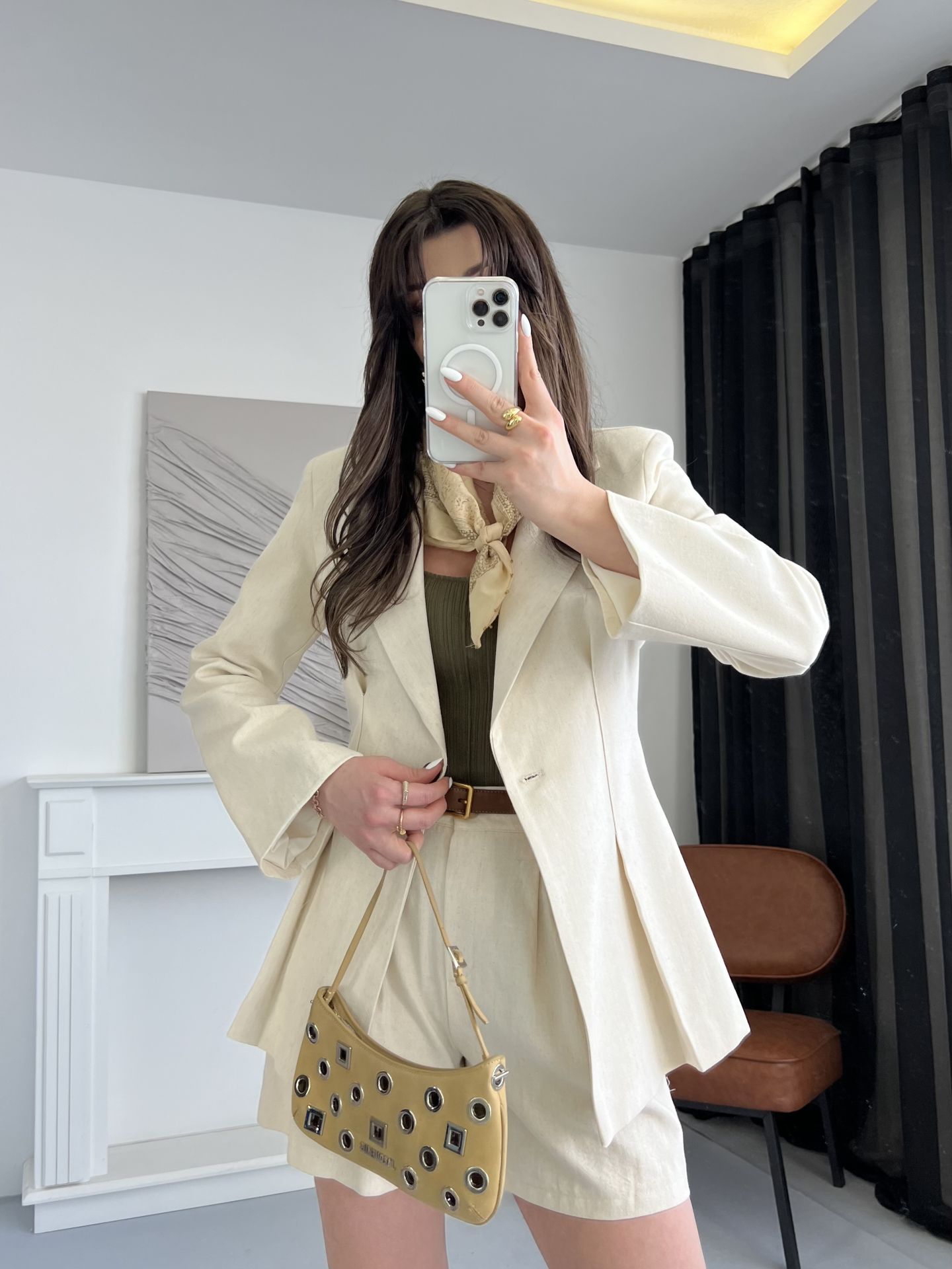Organik Keten Bej Blazer Ceket