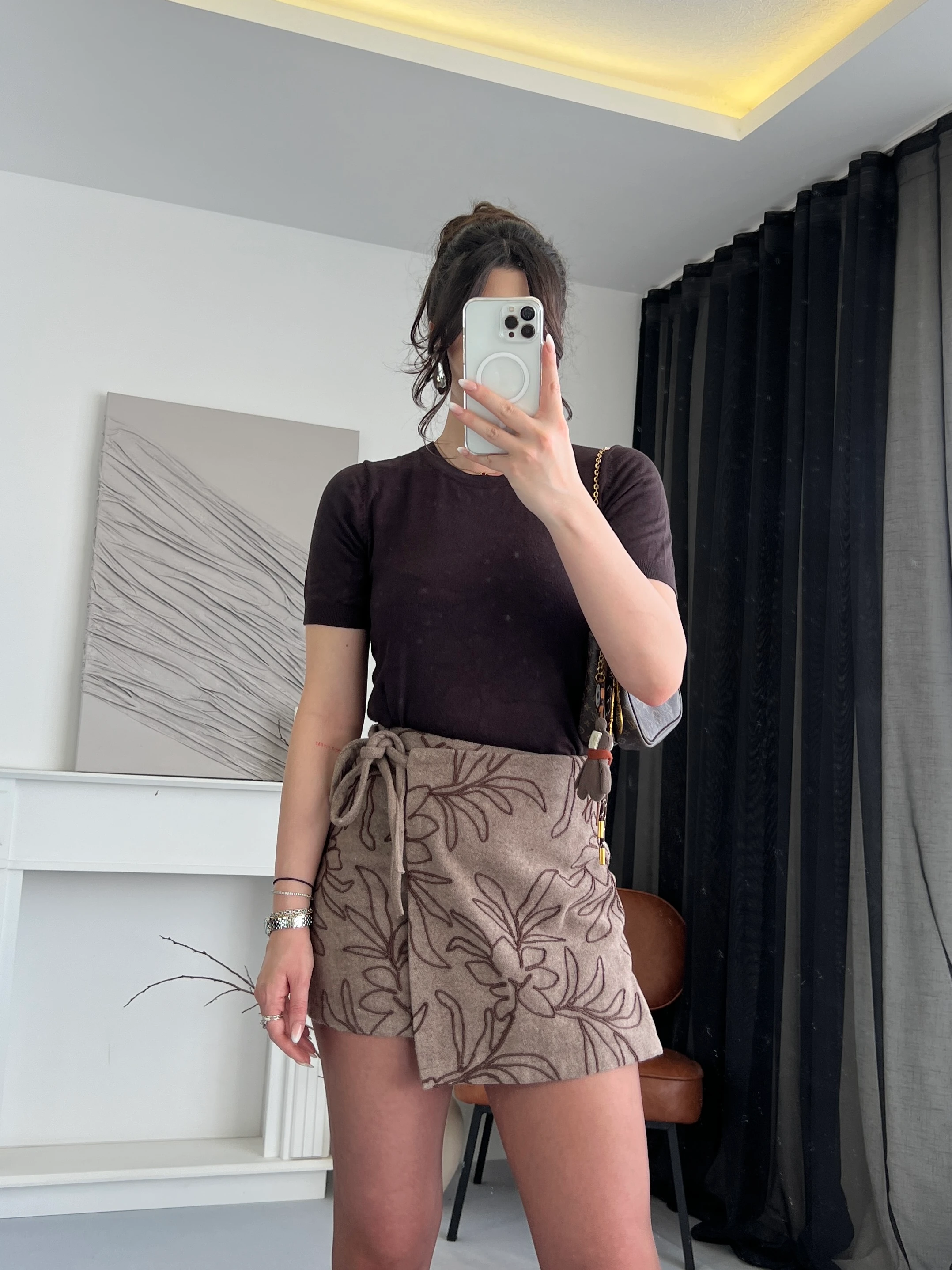 Desenli Bağlamalı Etek