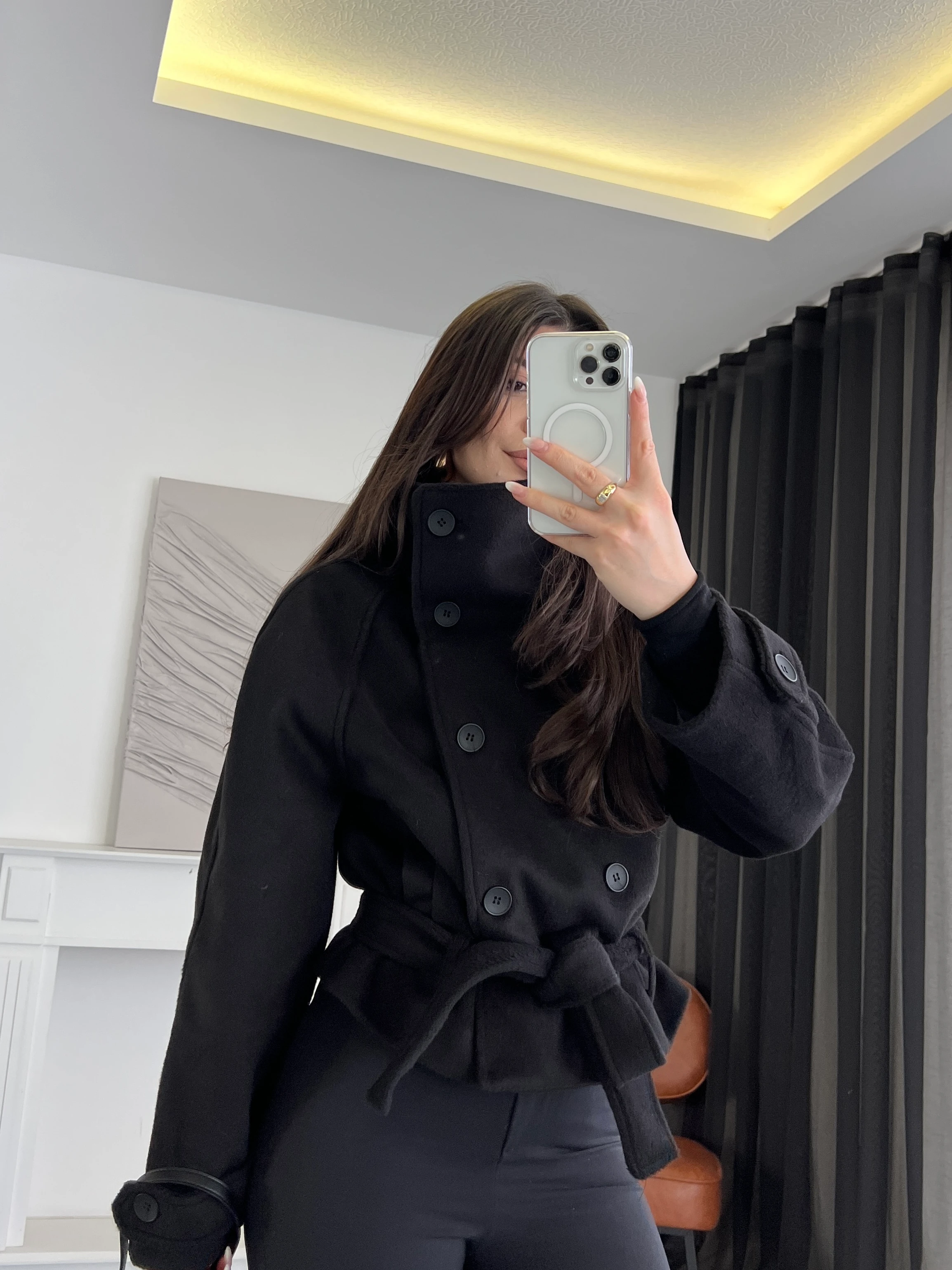 Kemerli Kısa Kaşe Kaban