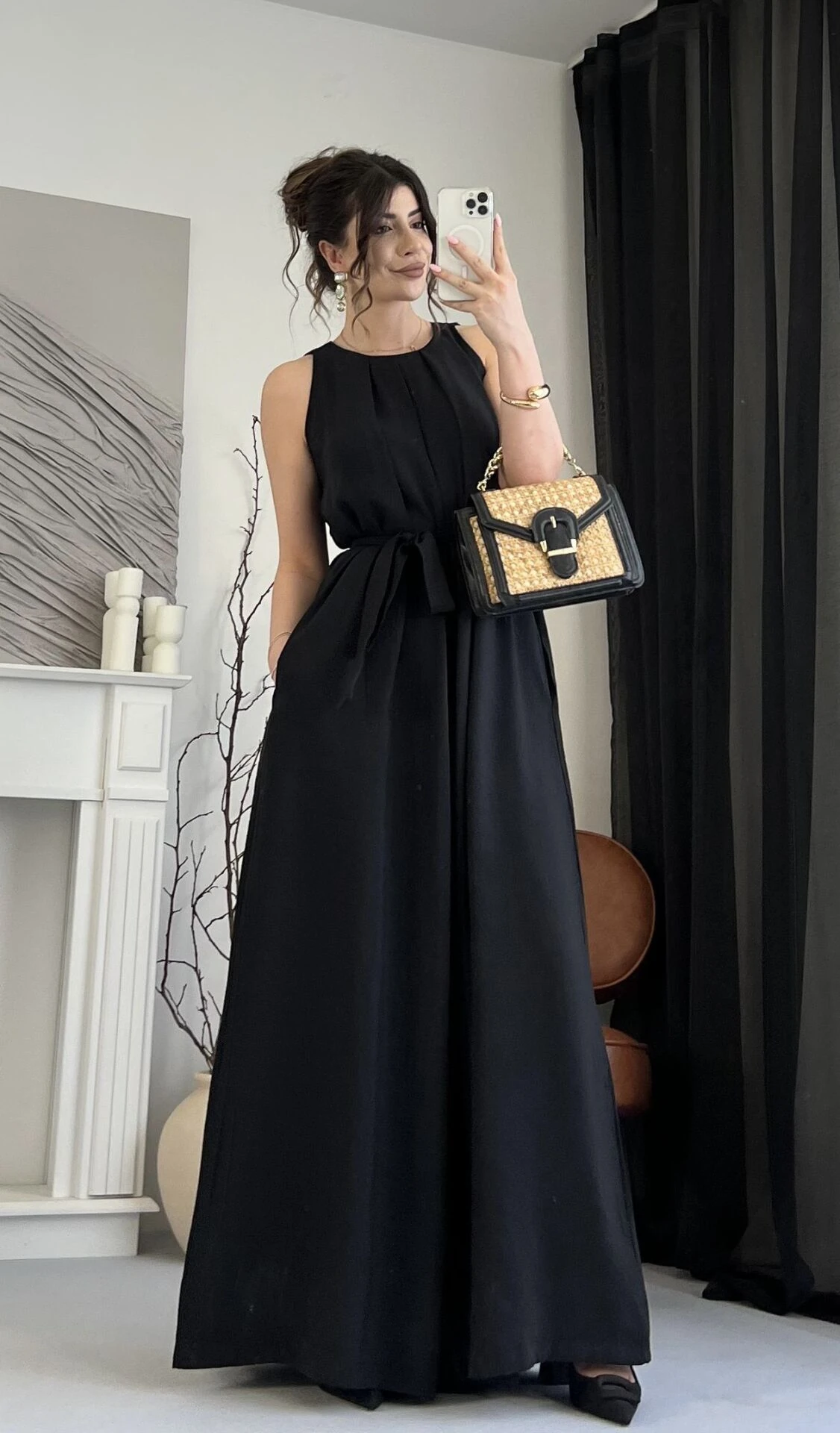 Orijinal Marka Bol Tensel Siyah Tulum