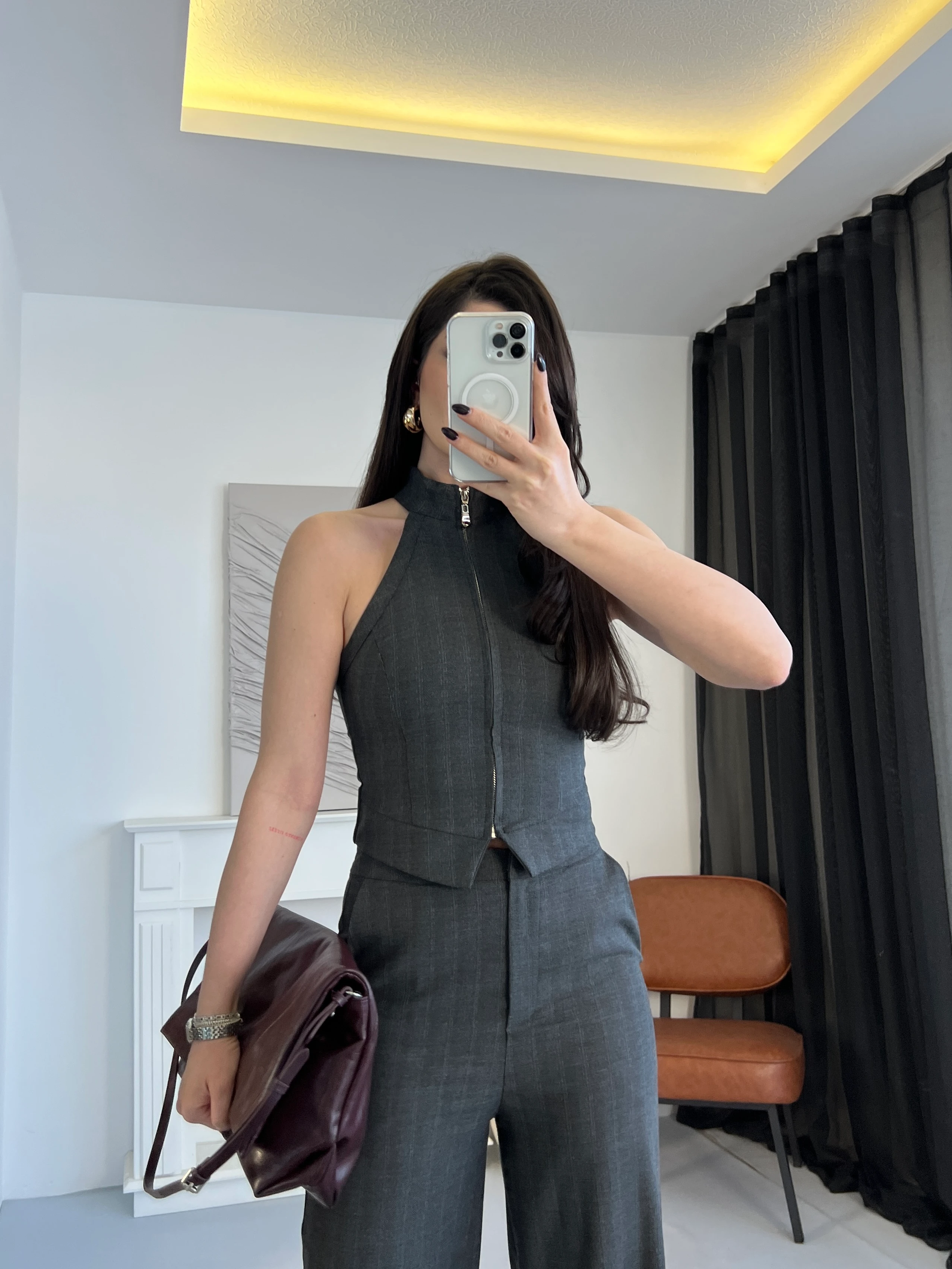 Halter Yaka Fermuarlı Takım