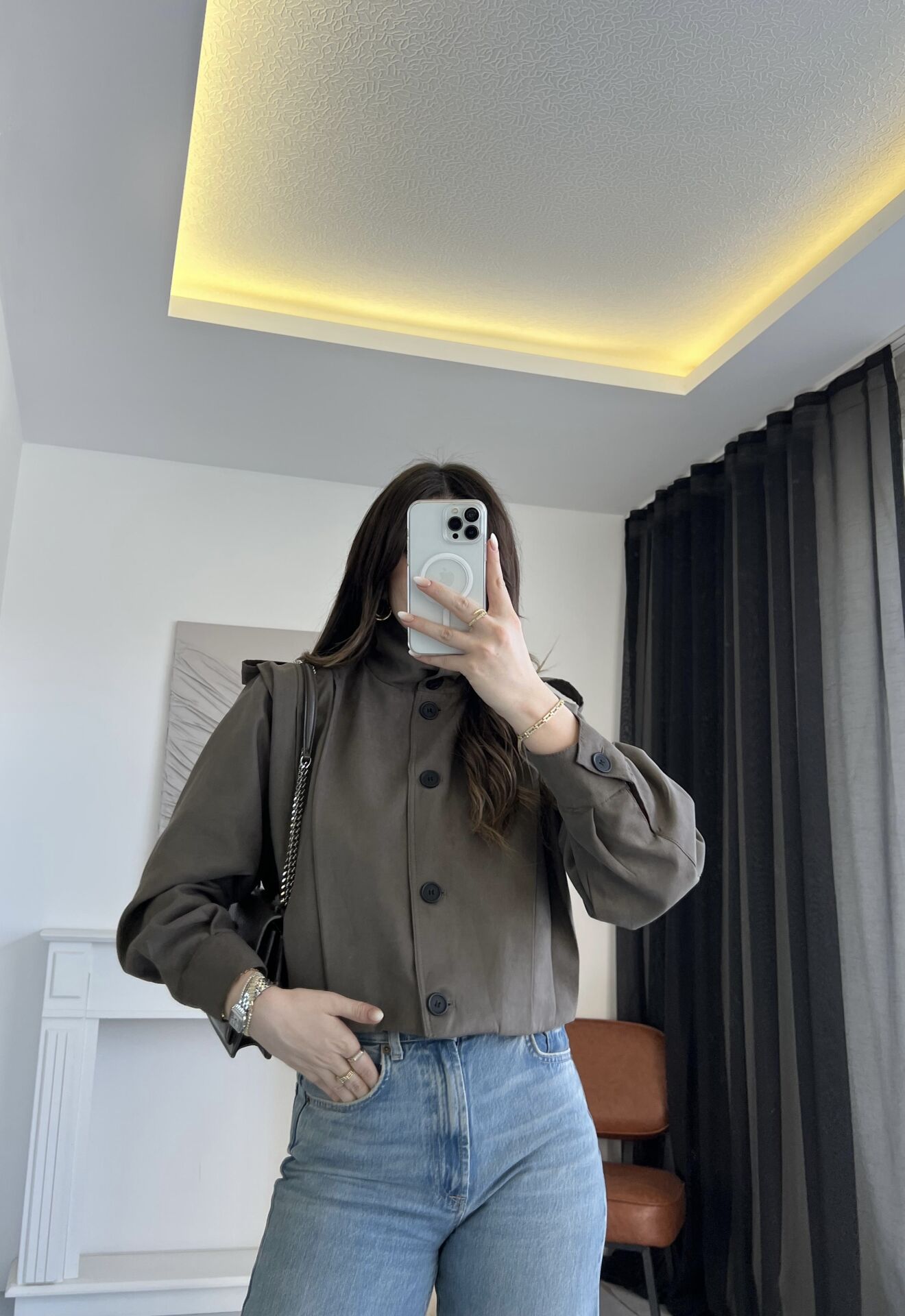 Marka Model Dik Yaka Nubuk Haki Ceket