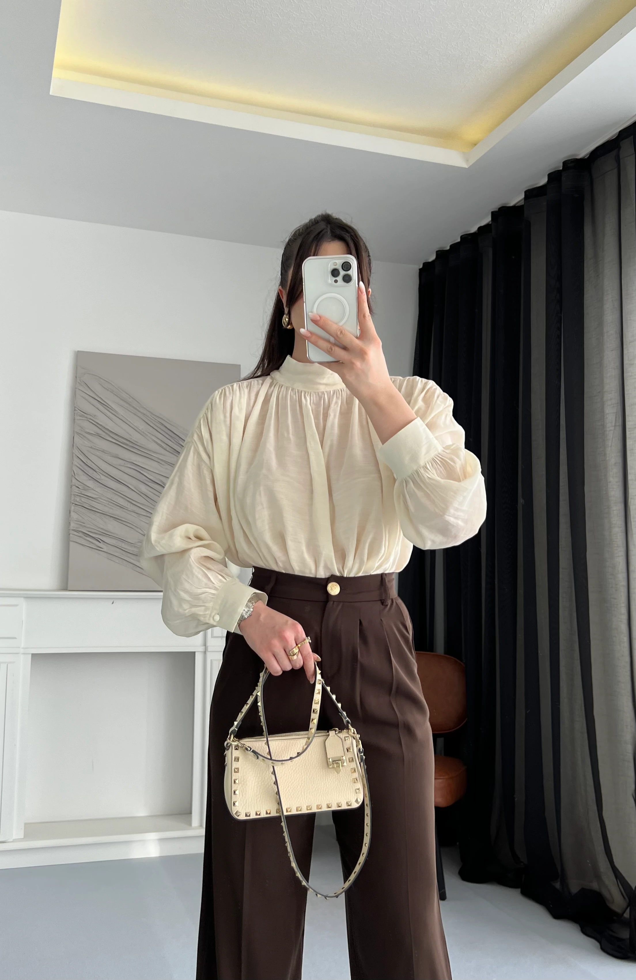 Bağlama Detaylı Drapeli Gömlek