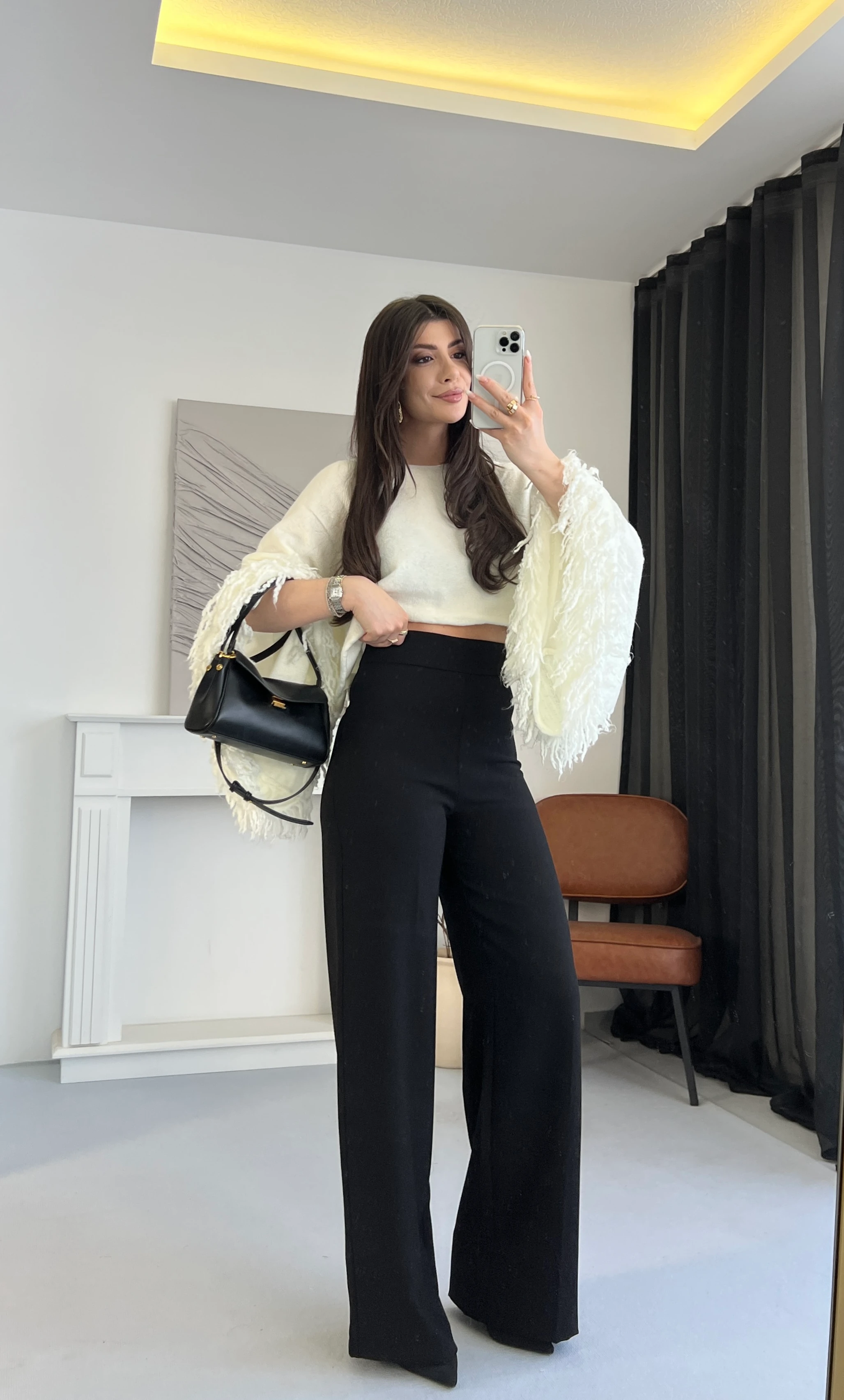 Yüksek Bel Düz Kesim Palazzo Pantolon