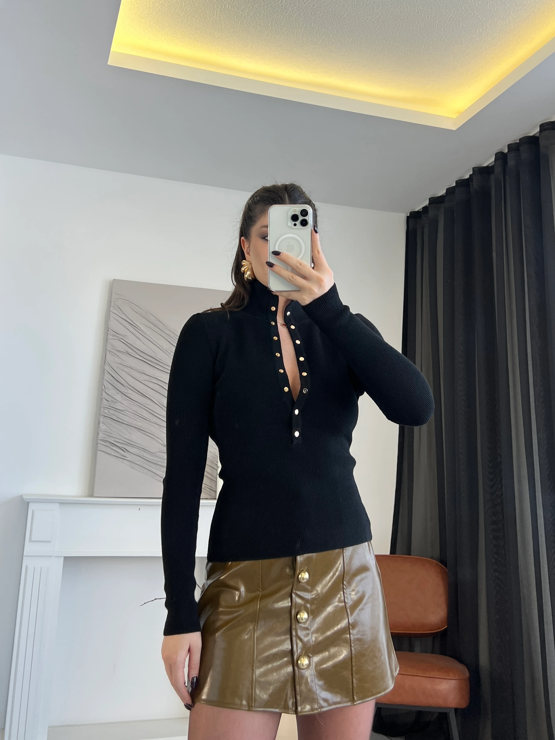 Drop Detaylı Triko Bluz