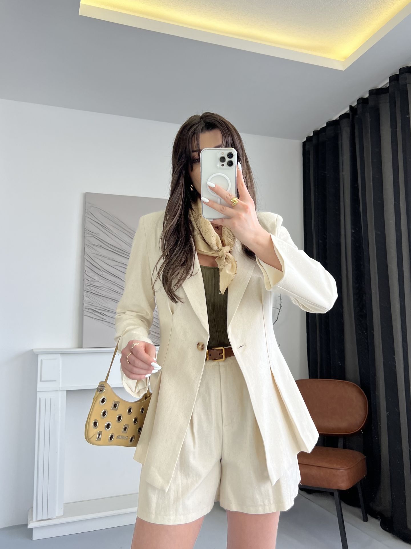 Organik Keten Bej Blazer Ceket