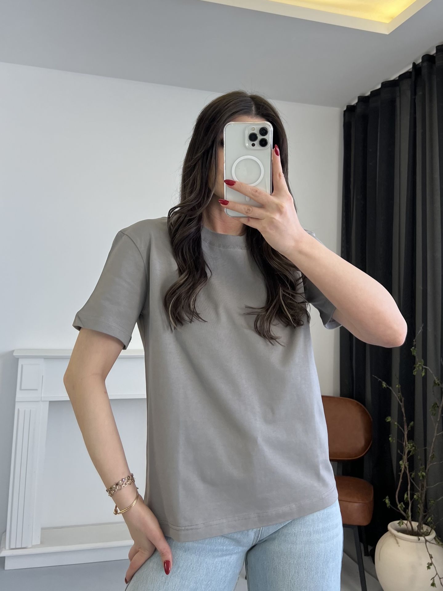 Tok Dokulu Gri Tshirt