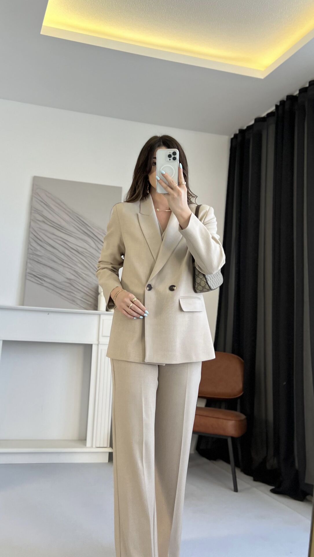 Premium Kruvaze Taş Blazer Ceket