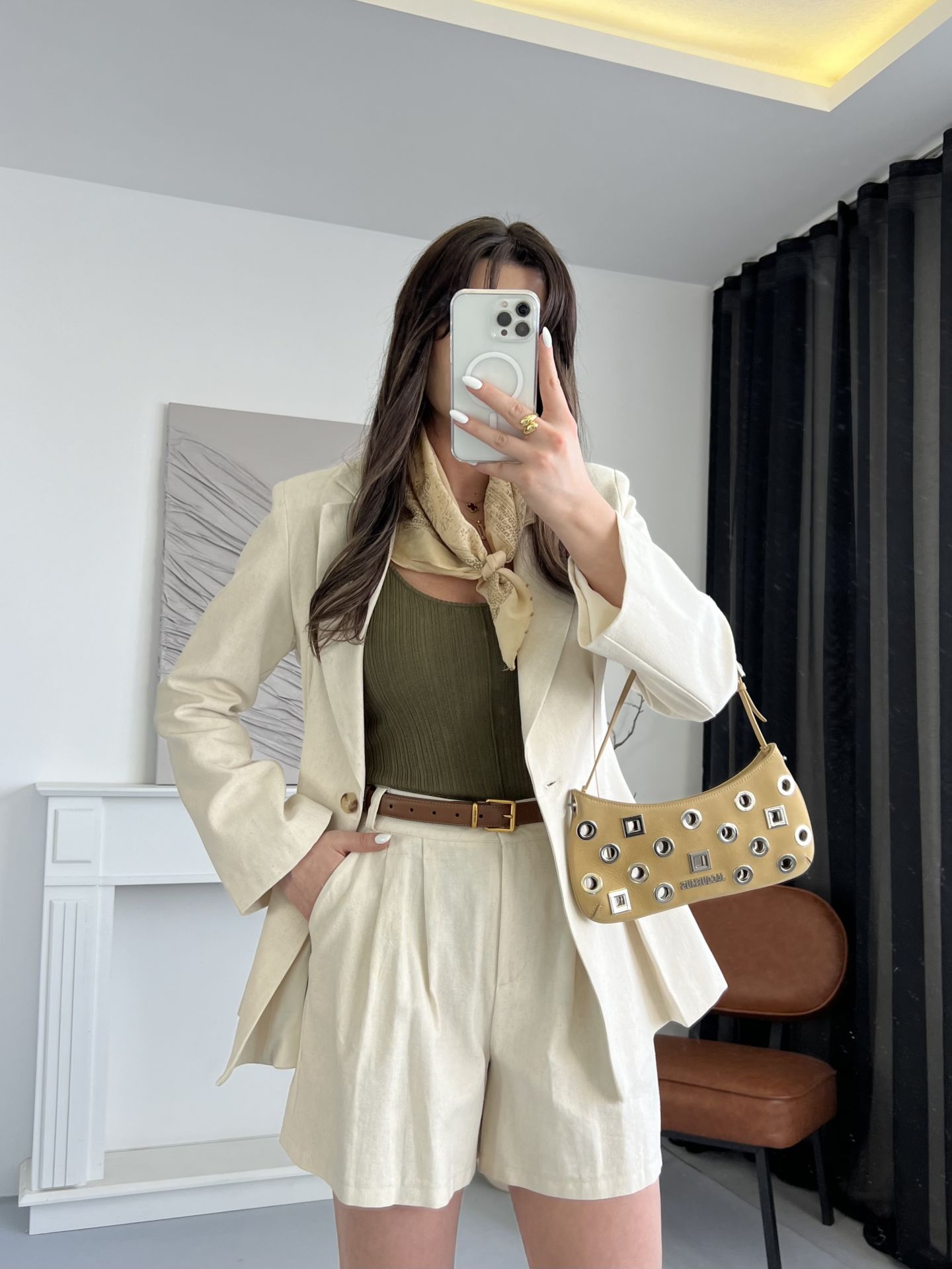 Organik Keten Bej Blazer Ceket