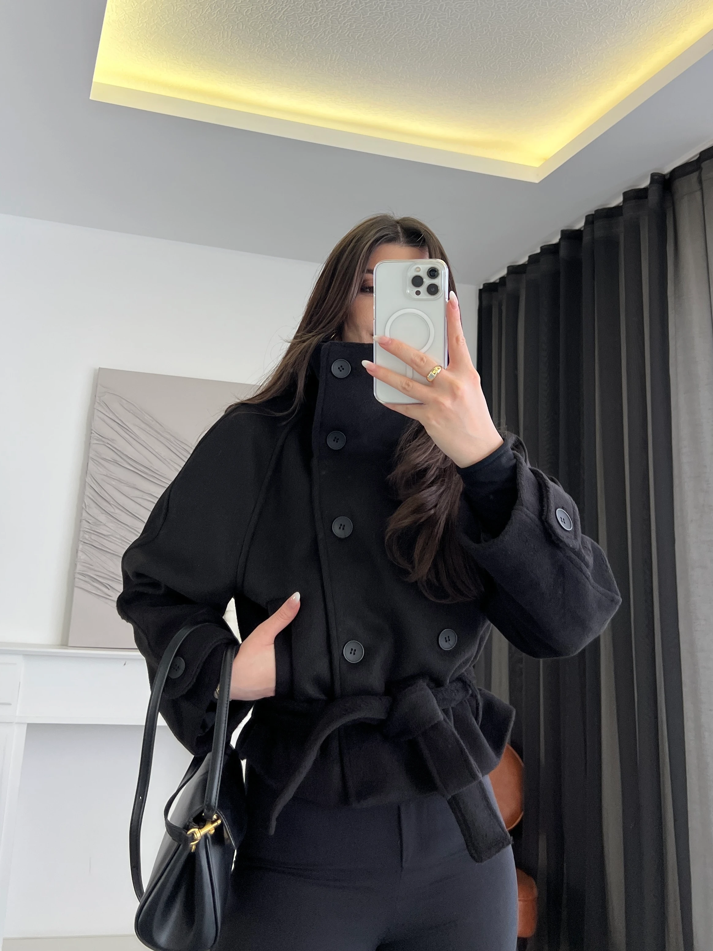 Kemerli Kısa Kaşe Kaban