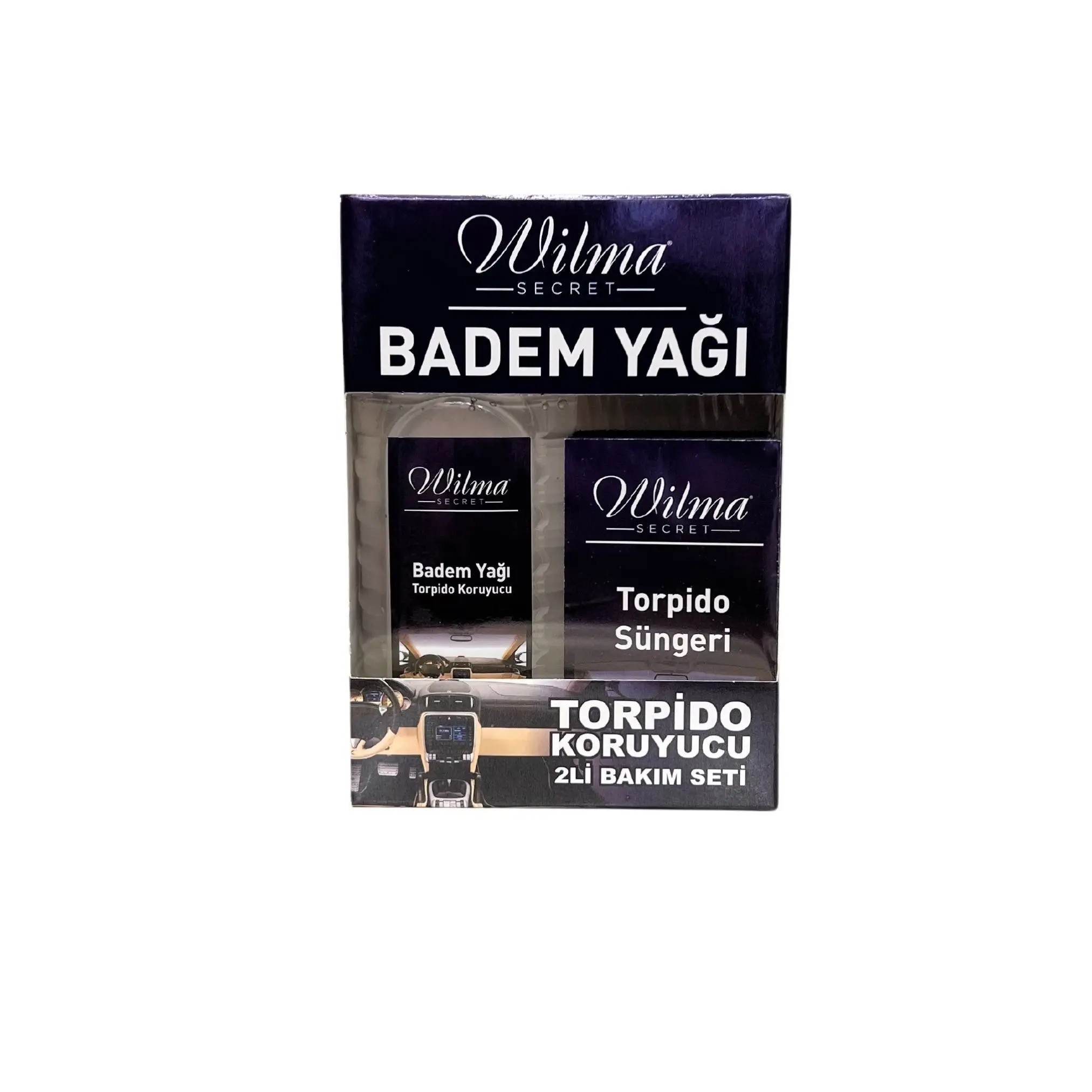 Wilma Secret Torpido Koruyucu 2’li Bakım Seti – Badem Yağı ve Torpido Süngeri