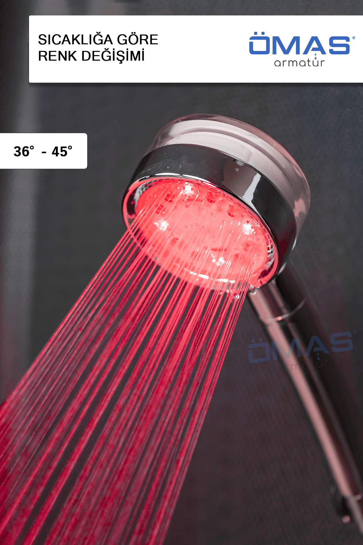 3 Renkli Led Işıklı Tasarruflu 360° Duş Başlığı, Ledli Duş Başlığı, Işıklı Duş Başlığı