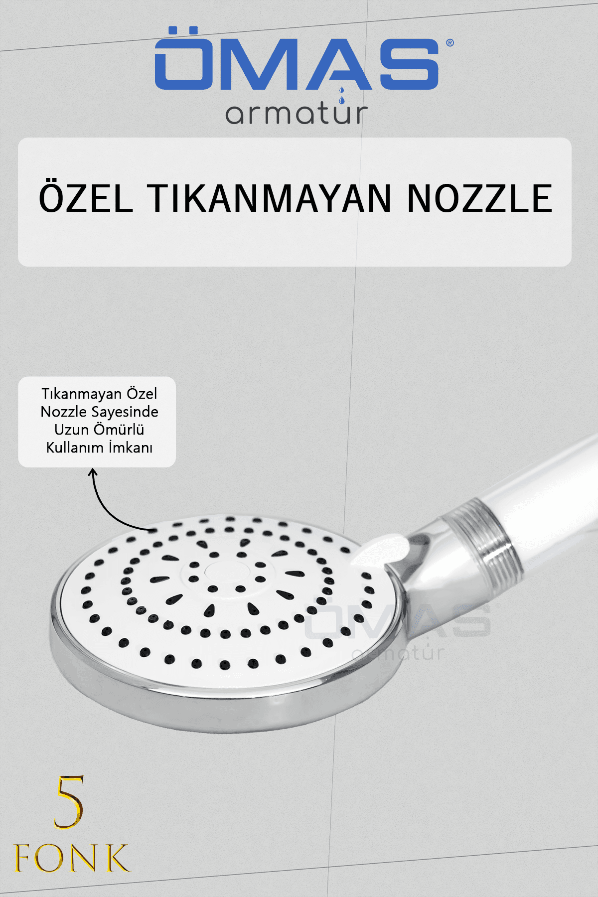 5 Fonksiyonlu Filtreli Duş Başlığı, Filtreli Banyo Duş Başlığı