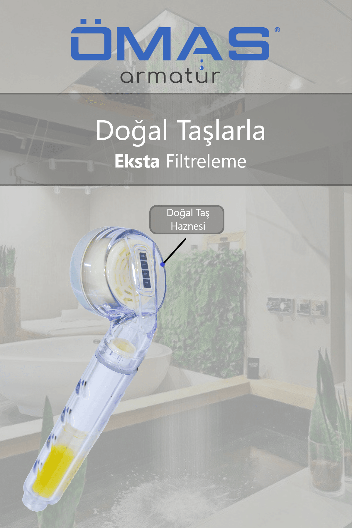 Kokulu Ekstra Filtreli Sıcaklık Göstergeli Tasarruflu Ergonomik Duş Başlığı,Duş Başlığı
