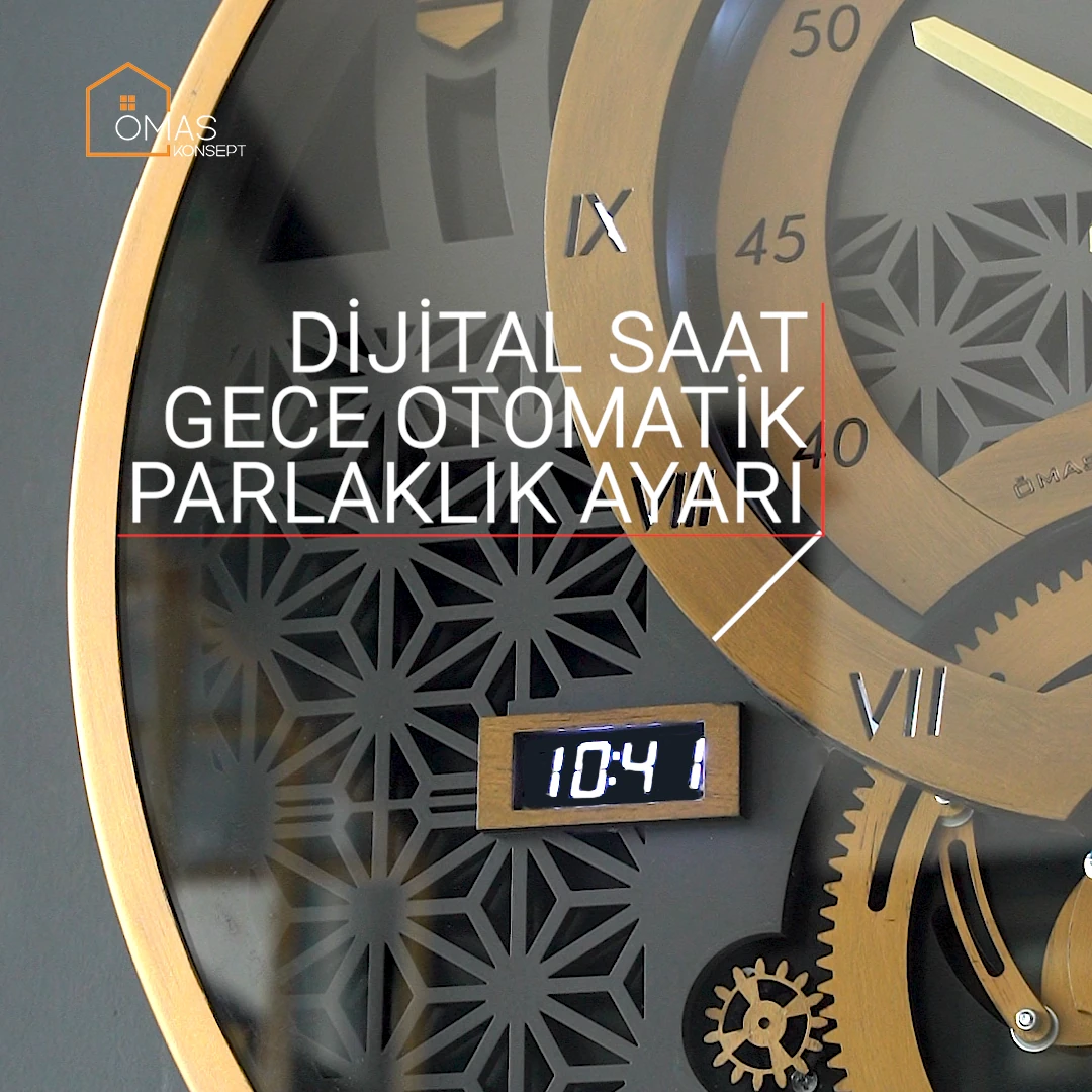 Premium 60 CM Akıllı Şarjlı Ledli Metal Eskitme Çarklı Duvar Saati V2,Akıllı Şarjlı Ledli Çarklı Duvar Saati