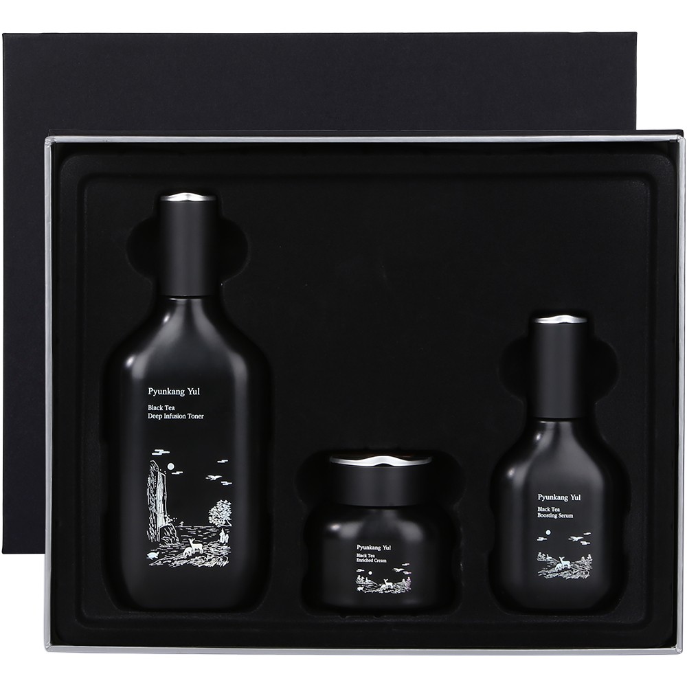 Black Tea Line Gift Set w/bag (Black Tea Deep Infusion Toner 130ml+Black Tea Boosting Serum 45ml+Black Tea Enriched Cream 60ml) - Siyah Çay Özlü Yaşlanma Karşıtı Cilt Bakım Serisi Hediye Seti 