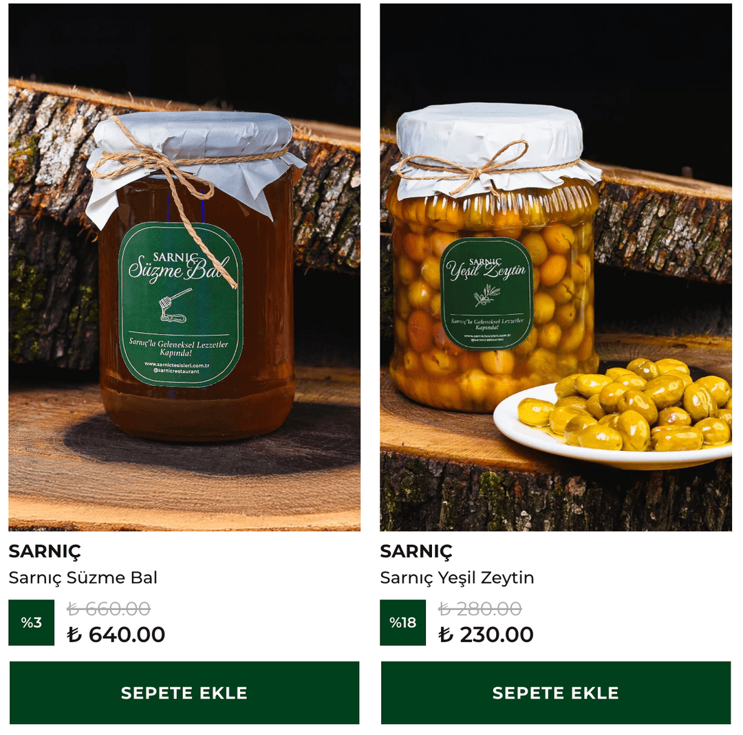 Sarnıç Süzme Bal ve Yeşil Zeytin 
