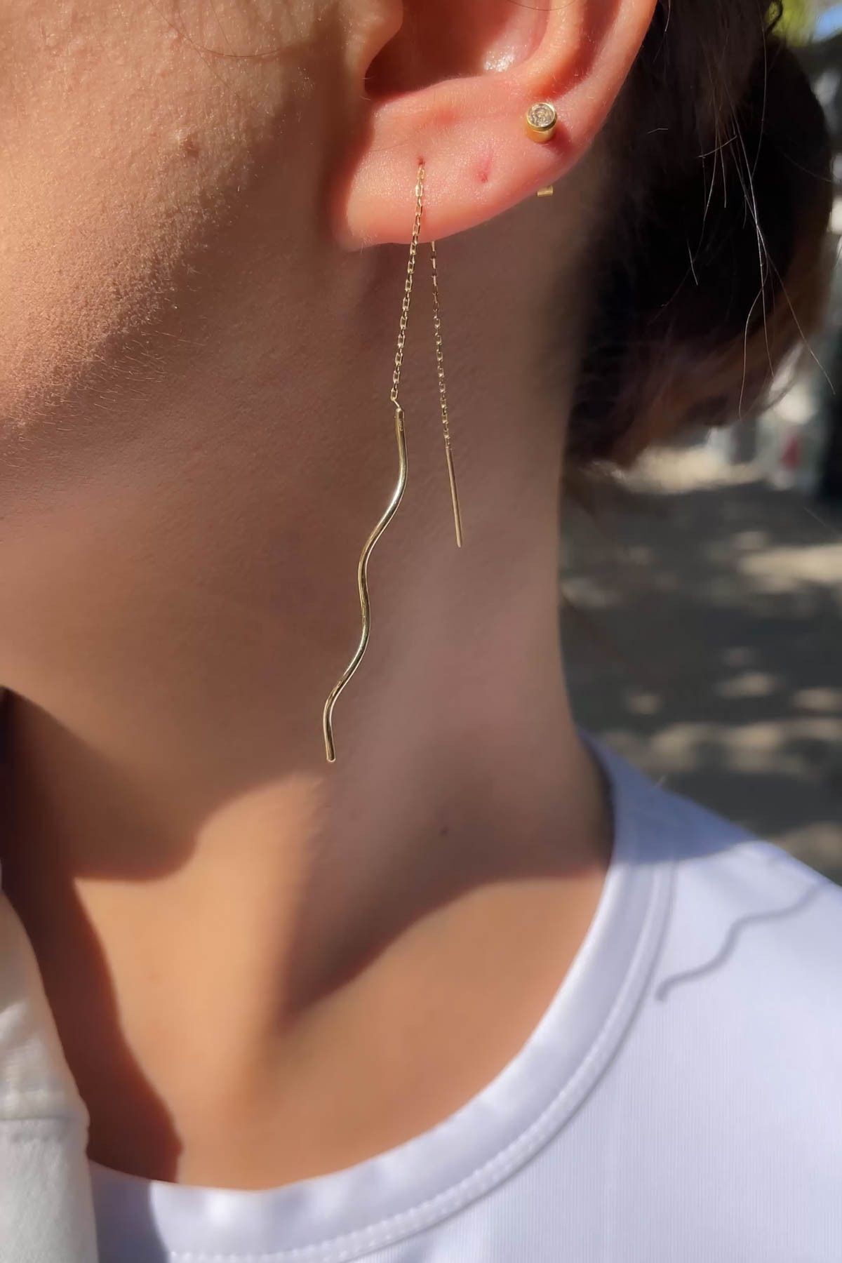 14 Ayar Altın Sallantı Küpe