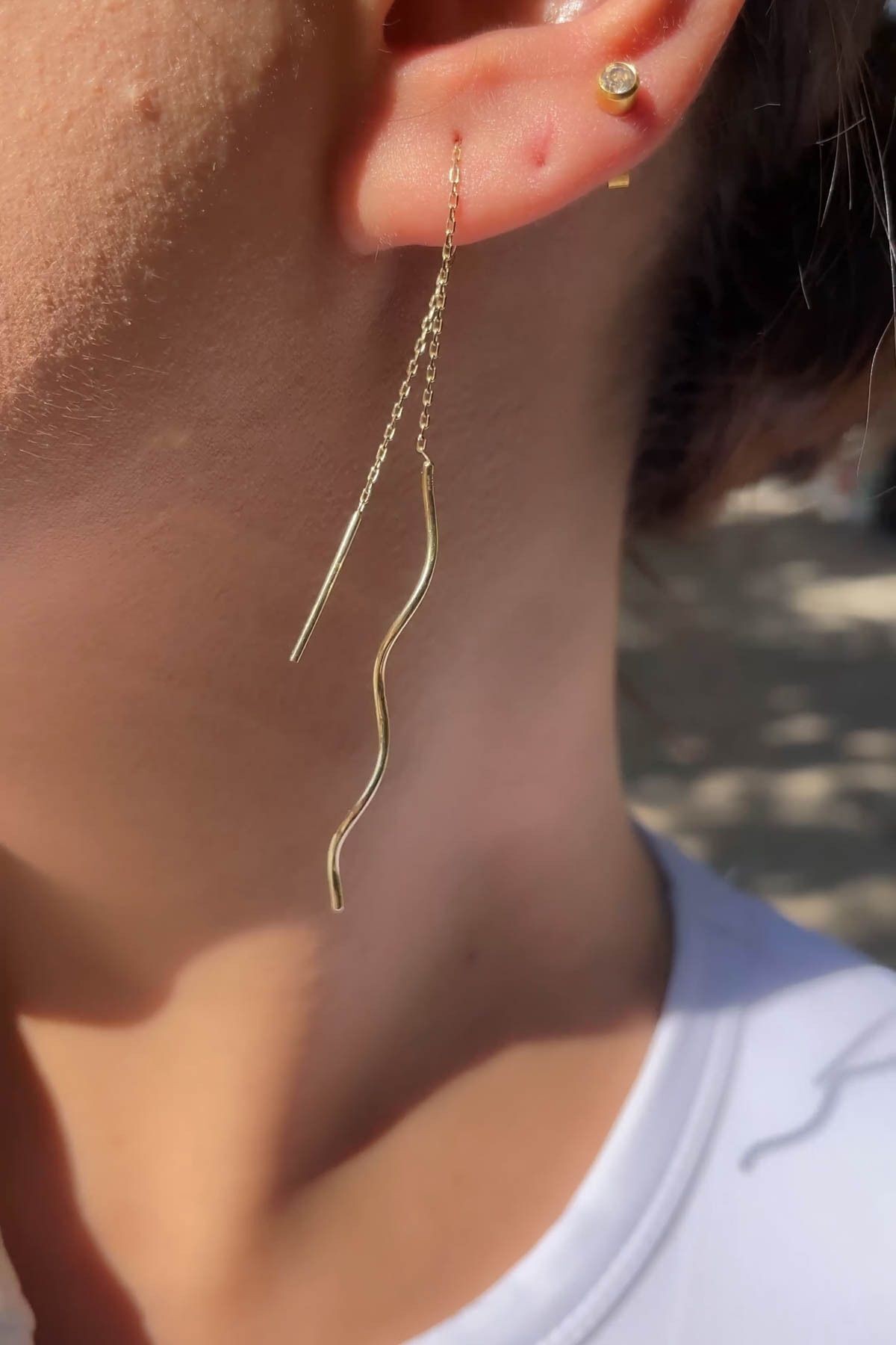 14 Ayar Altın Sallantı Küpe