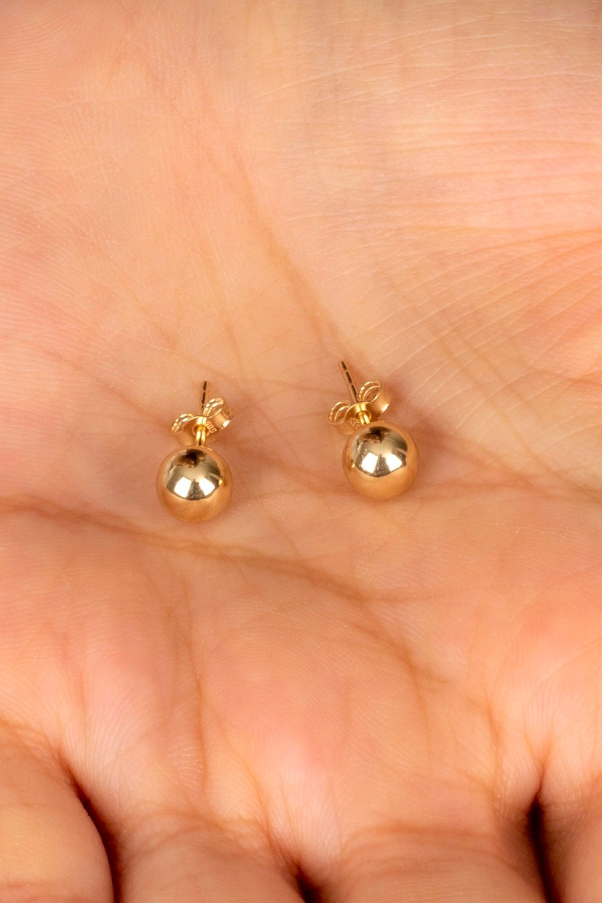 14 Ayar Altın 6 Mm Top Desenli Arpaş Küpe