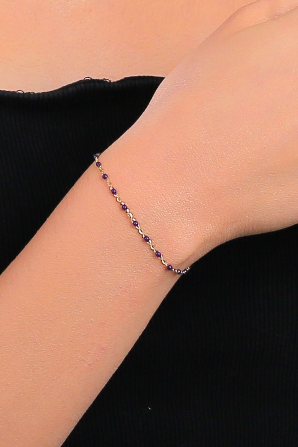 14 Ayar Altın Mor Taşlı 0,73 gr 18 cm Arpaş Bileklik