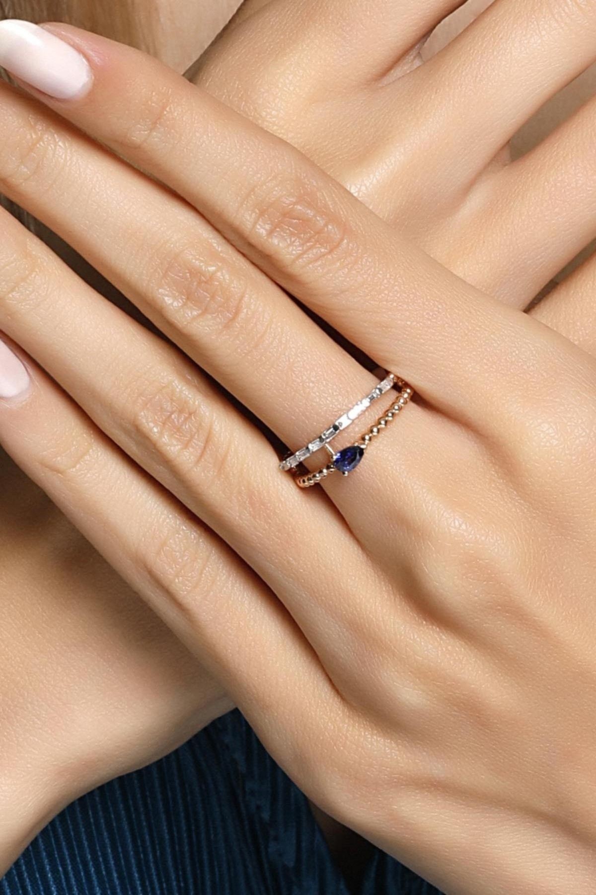 0,21 Karat Safir Pırlanta Yüzük
