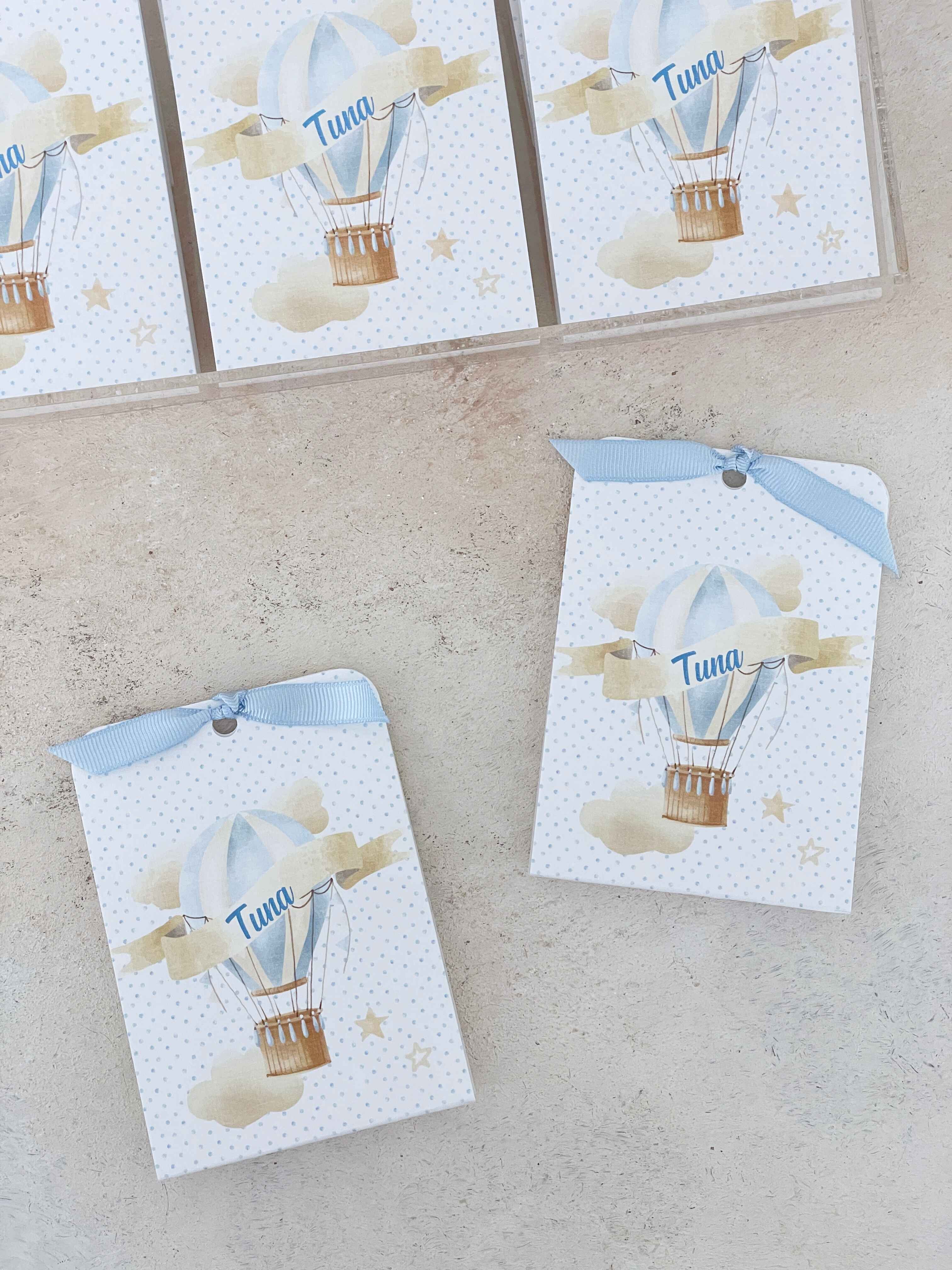 Light Blue Hot Air Balloon Pleksi Magnet ve Kılıfı